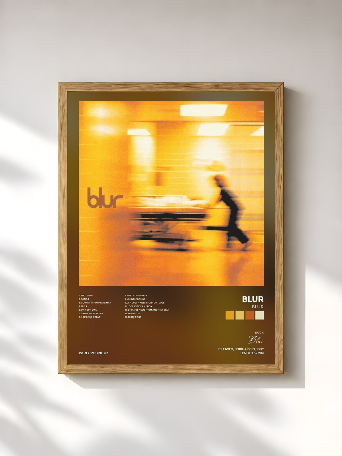 #bois Tableau de l'album Blur de Blur, cadre en bois brut, imprimé et encadré en France