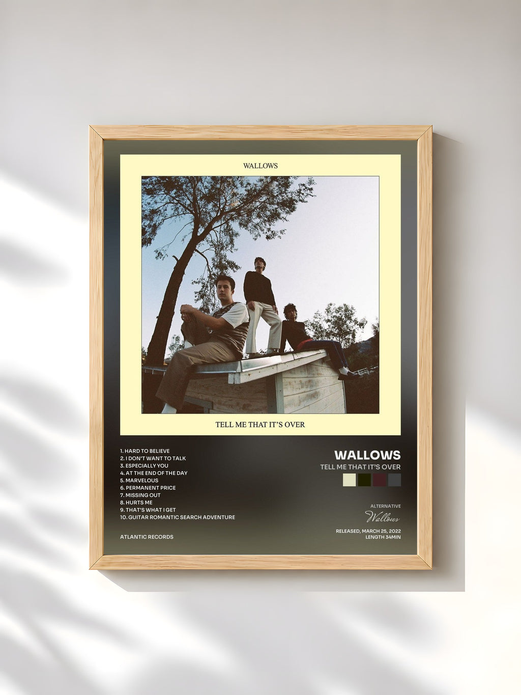 #bois Tableau de l'album Tell Me That It’s Over de Wallows, cadre en bois brut, imprimé et encadré en France