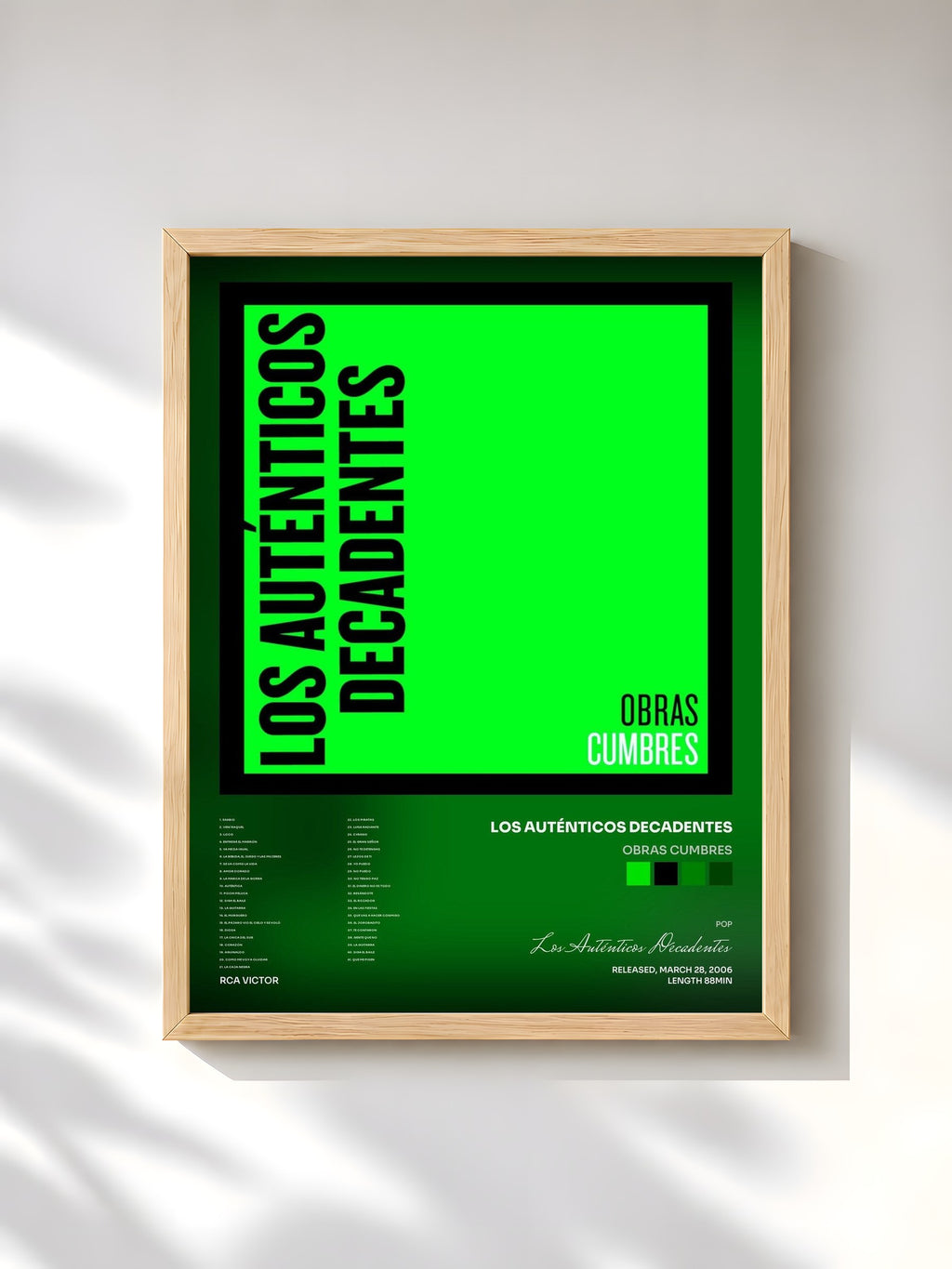 #bois Tableau de l'album Obras Cumbres de Los Auténticos Decadentes, cadre en bois brut, imprimé et encadré en France