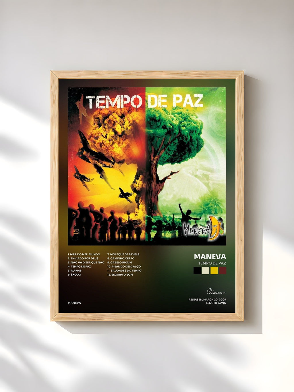 #bois Tableau de l'album Tempo de Paz de Maneva, cadre en bois brut, imprimé et encadré en France