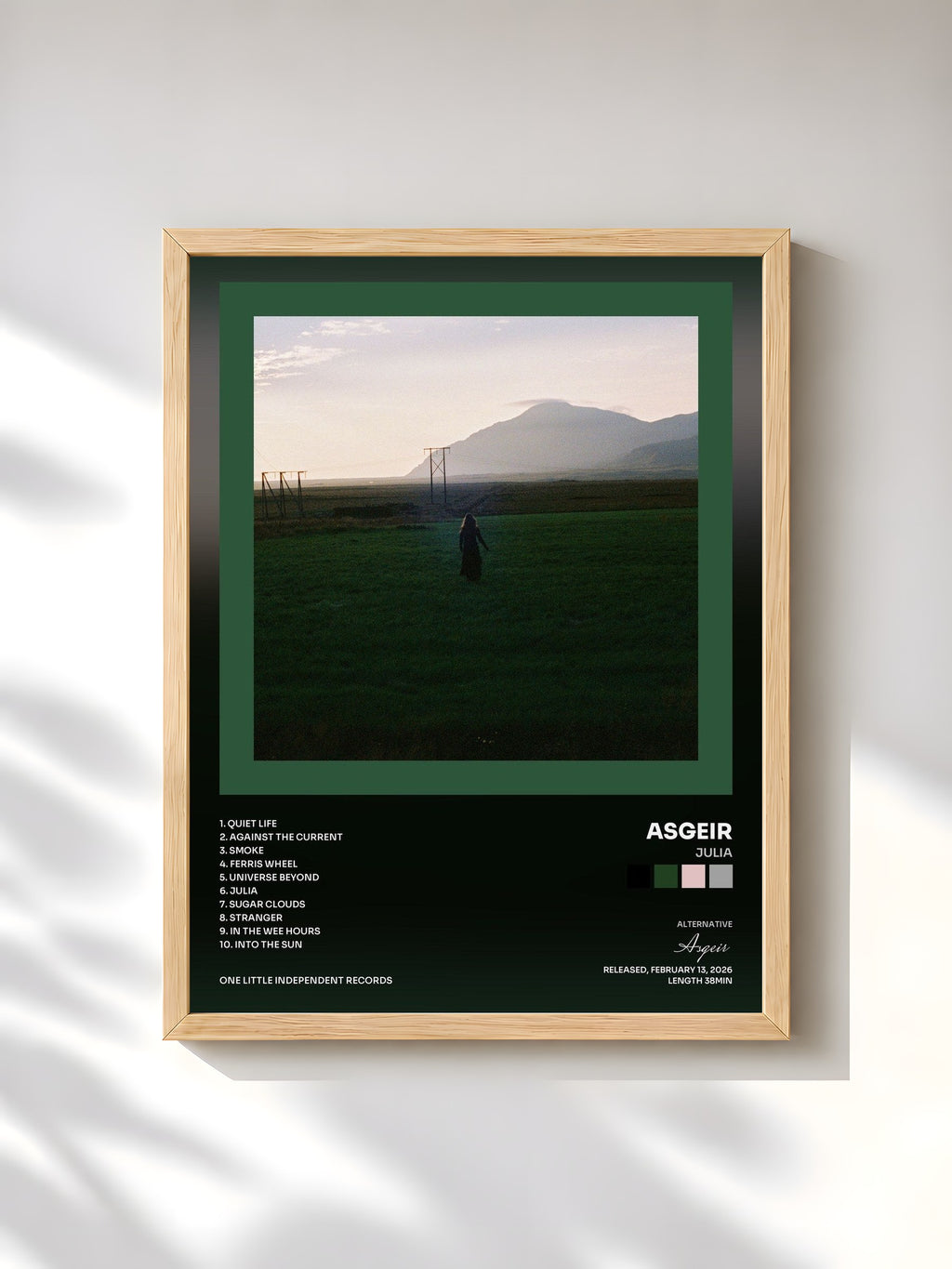 #bois Tableau de l'album Julia de Asgeir, cadre en bois brut, imprimé et encadré en France