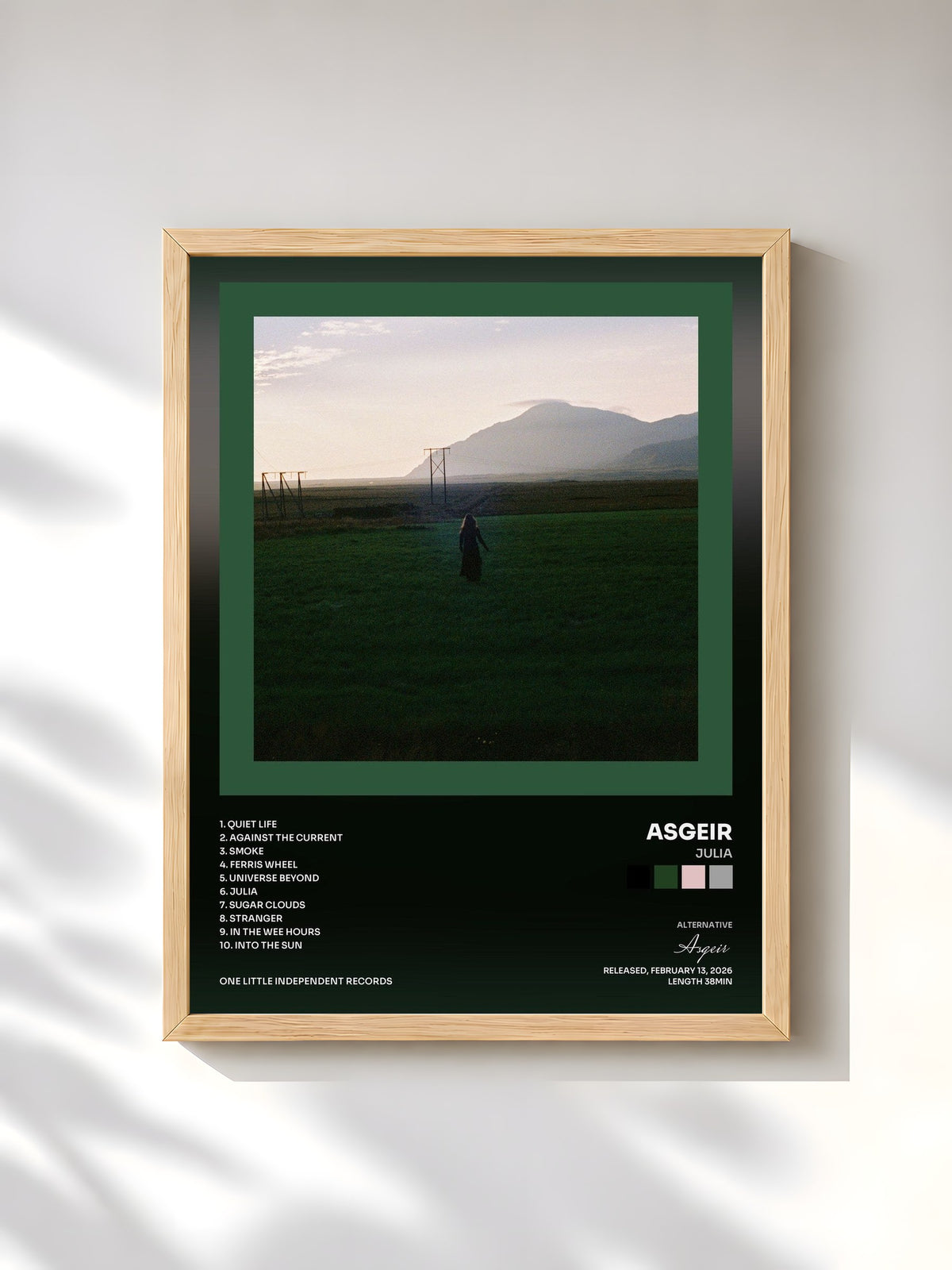 #bois Tableau de l'album Julia de Asgeir, cadre en bois brut, imprimé et encadré en France
