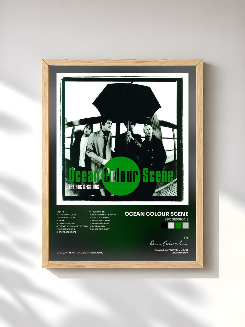 #bois Tableau de l'album BBC Sessions de Ocean Colour Scene, cadre en bois brut, imprimé et encadré en France