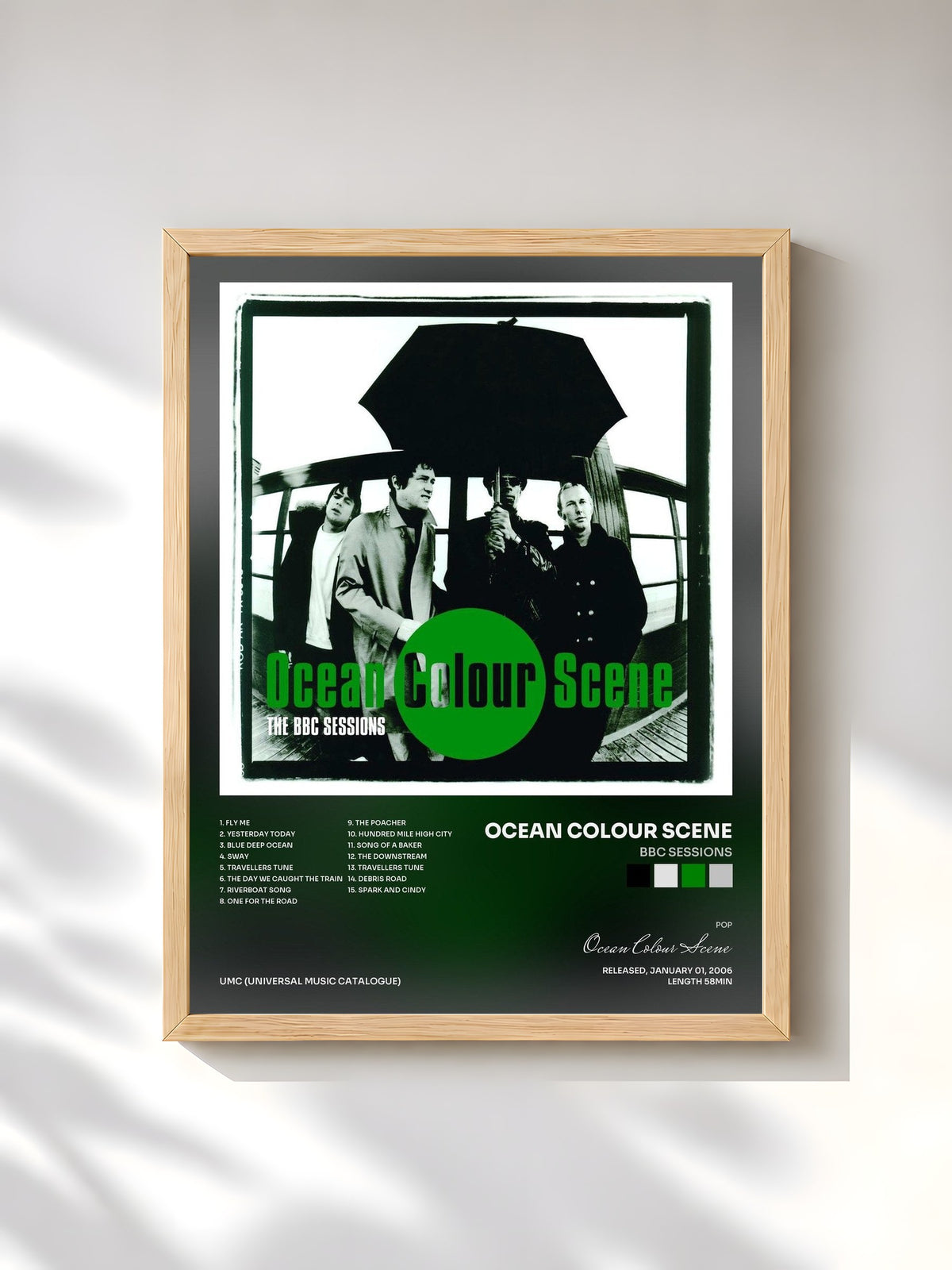 #bois Tableau de l'album BBC Sessions de Ocean Colour Scene, cadre en bois brut, imprimé et encadré en France
