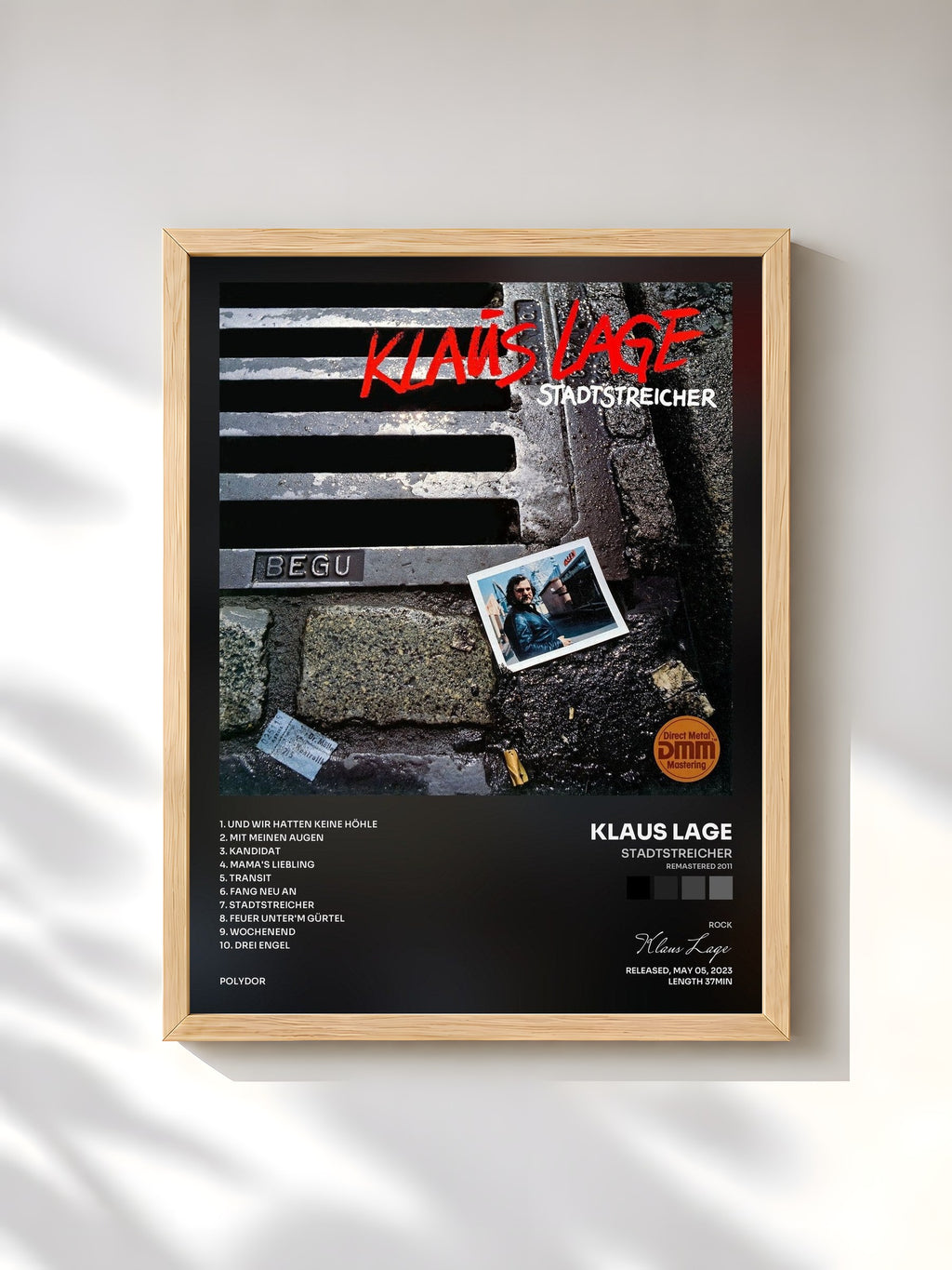 #bois Tableau de l'album Stadtstreicher (Remastered 2011) de Klaus Lage, cadre en bois brut, imprimé et encadré en France