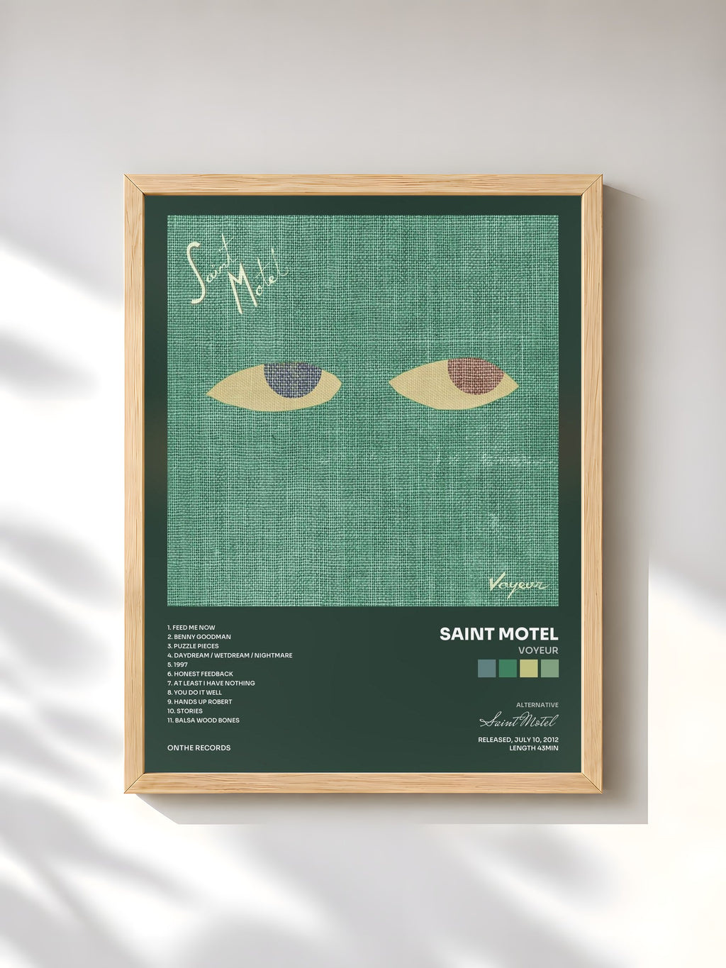 #bois Tableau de l'album Voyeur de Saint Motel, cadre en bois brut, imprimé et encadré en France