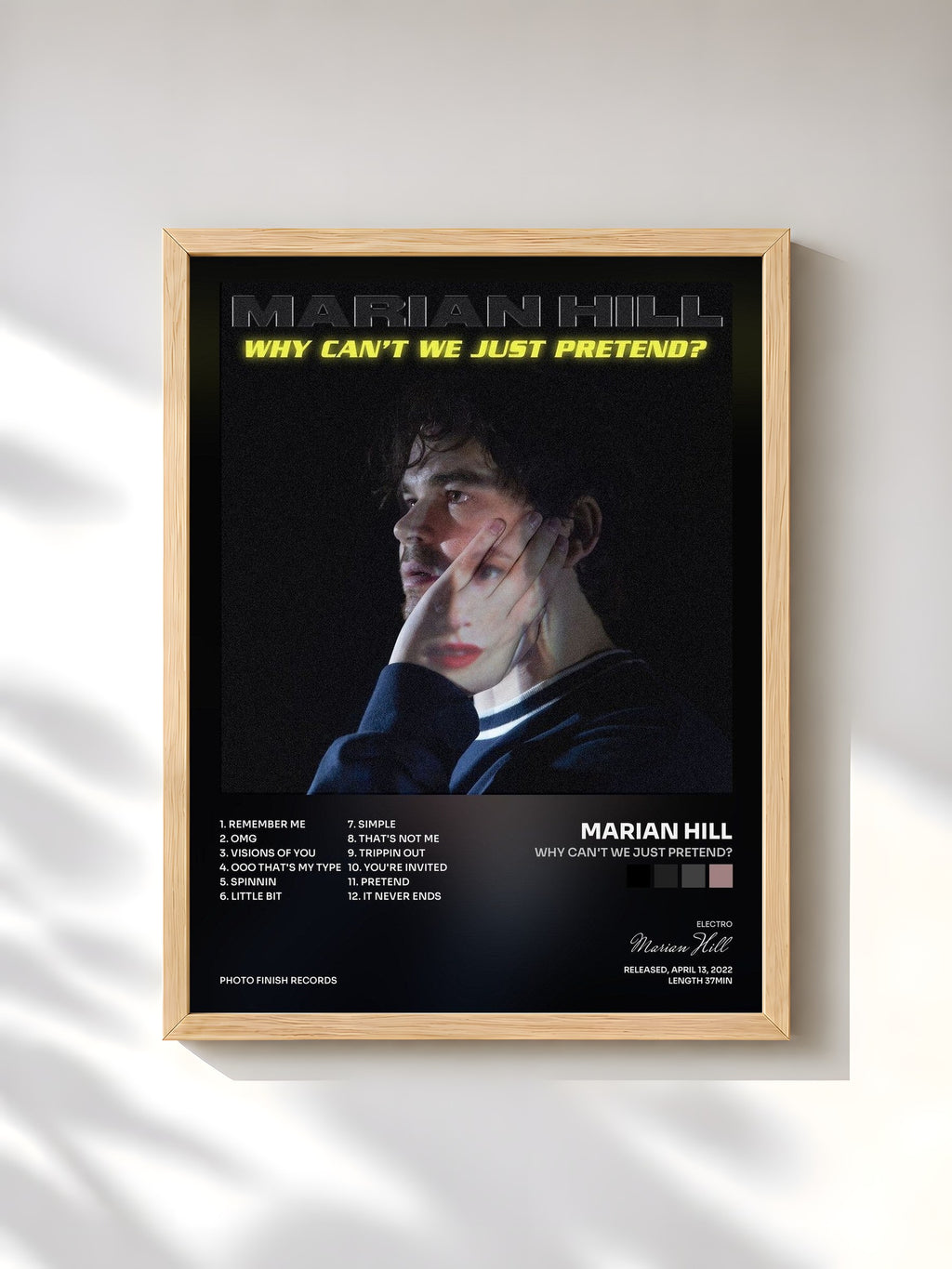 #bois Tableau de l'album why can't we just pretend? de Marian Hill, cadre en bois brut, imprimé et encadré en France