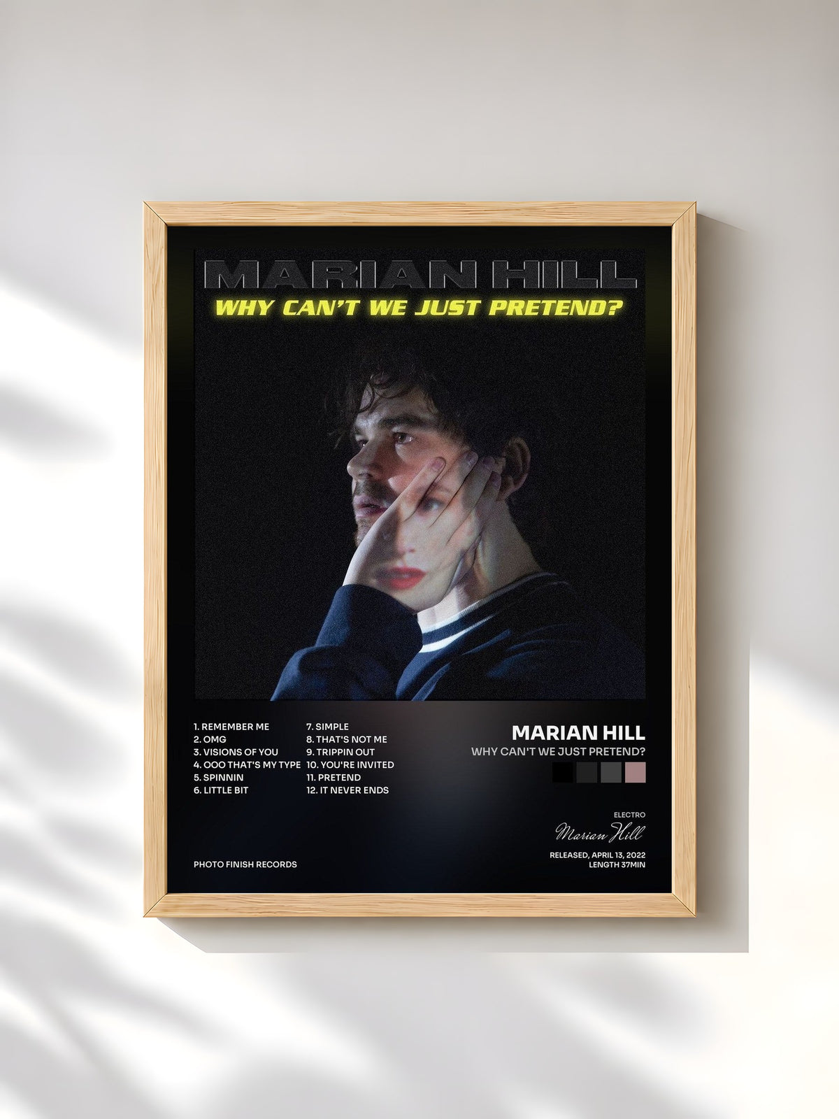#bois Tableau de l'album why can't we just pretend? de Marian Hill, cadre en bois brut, imprimé et encadré en France