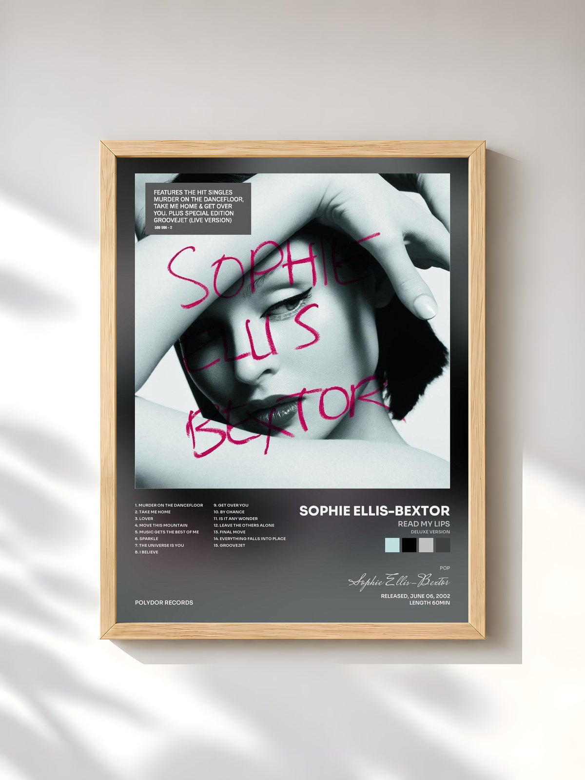 #bois Tableau de l'album Read My Lips (Deluxe Version) de Sophie Ellis-Bextor, cadre en bois brut, imprimé et encadré en France