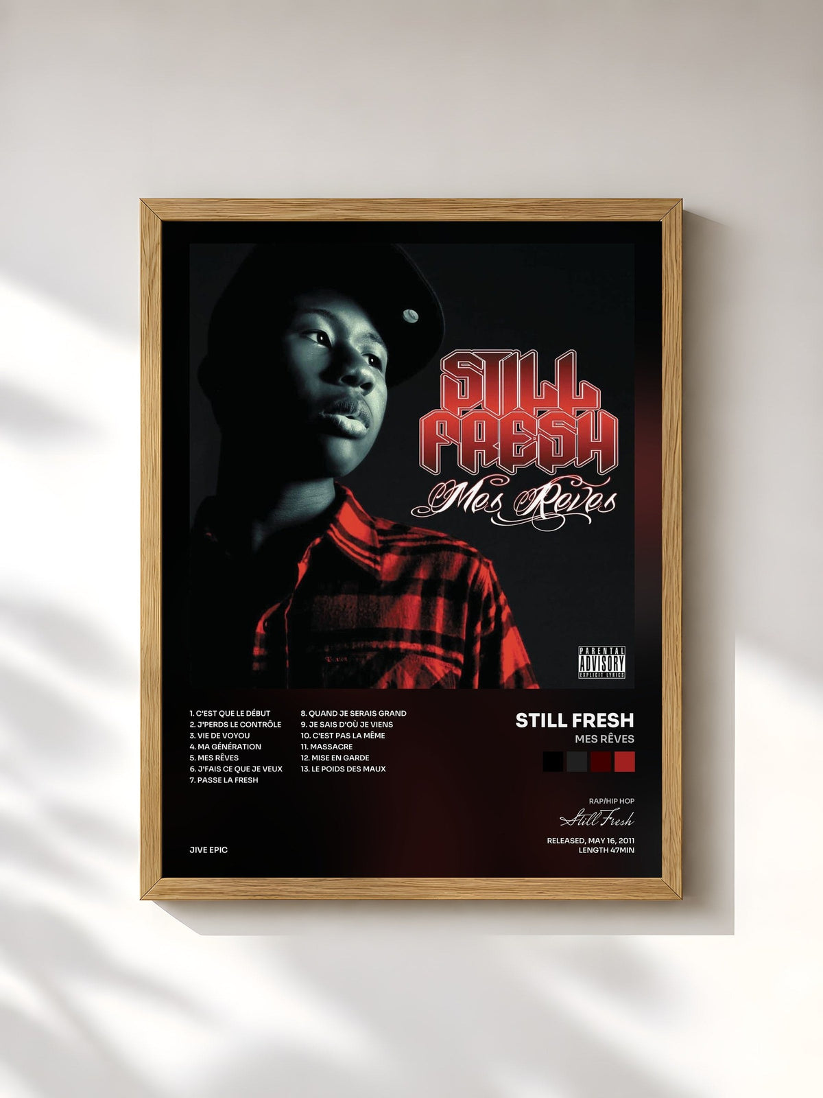 #bois Tableau de l'album Mes rêves de Still Fresh, cadre en bois brut, imprimé et encadré en France