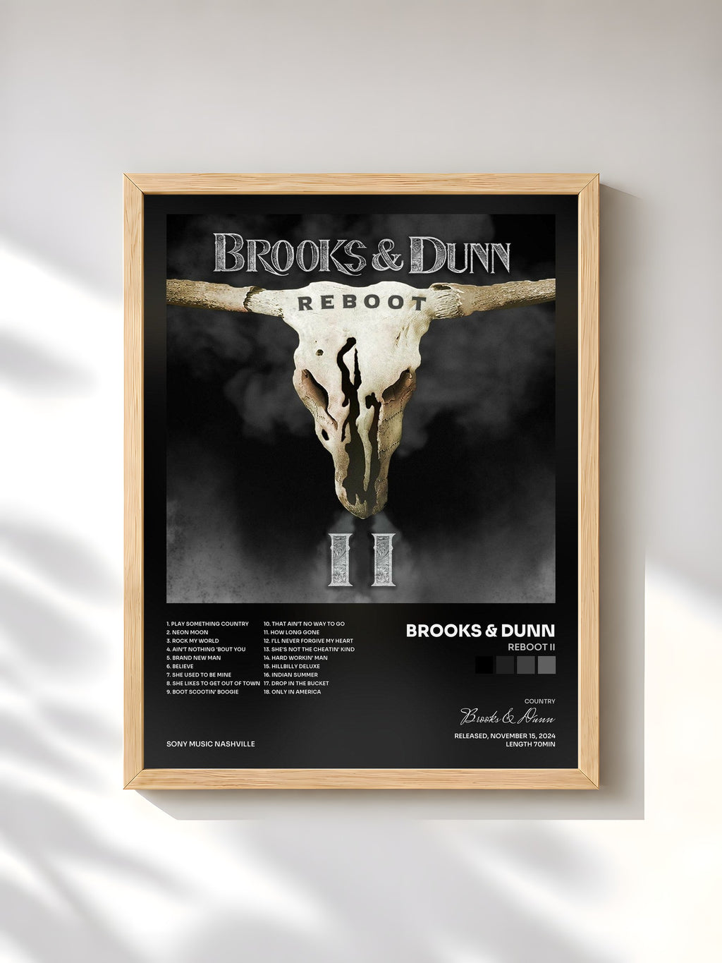 #bois Tableau de l'album Reboot II de Brooks & Dunn, cadre en bois brut, imprimé et encadré en France