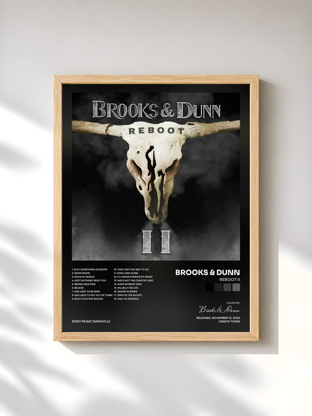 #bois Tableau de l'album Reboot II de Brooks & Dunn, cadre en bois brut, imprimé et encadré en France