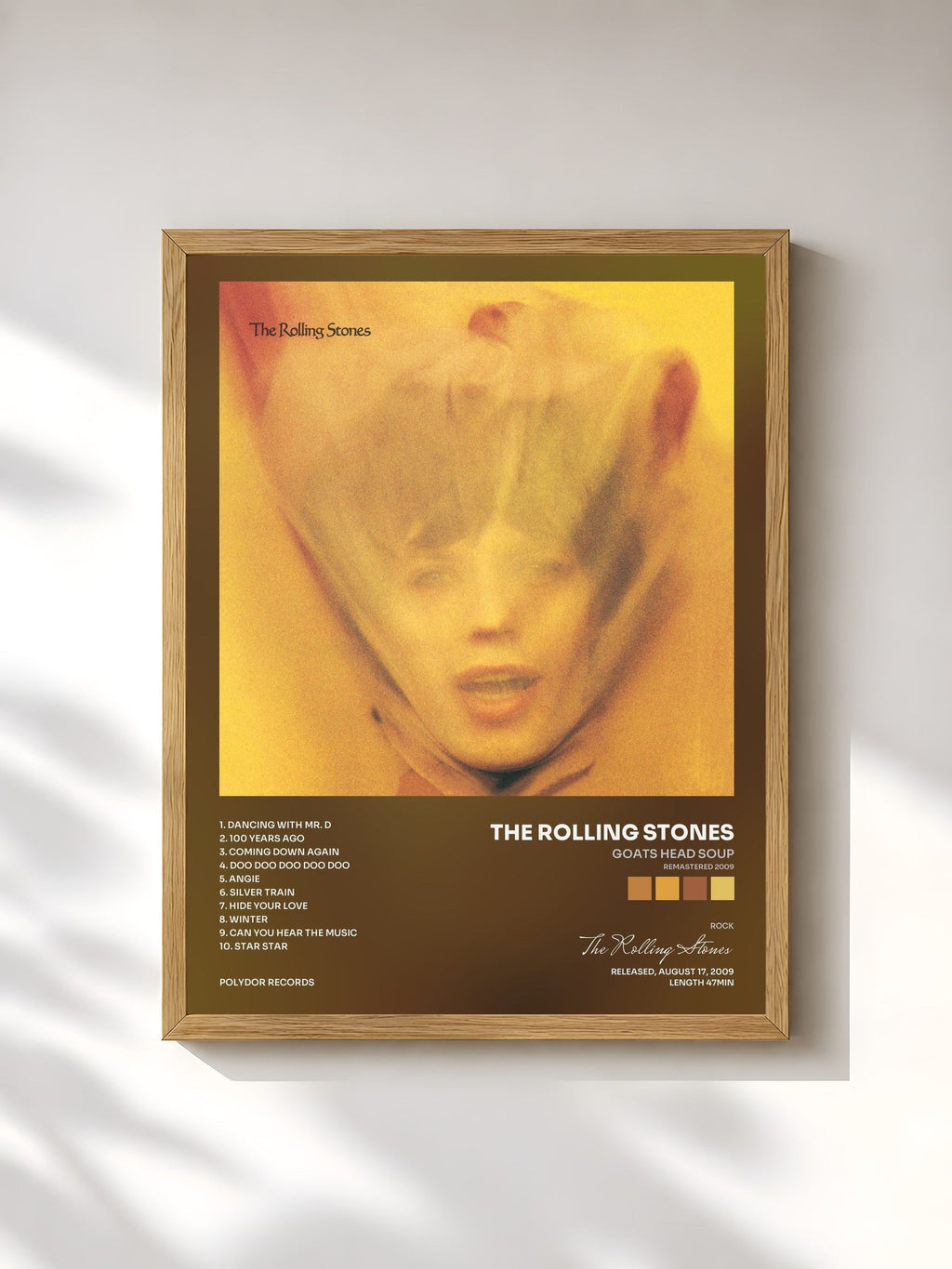 #bois Tableau de l'album Goats Head Soup (Remastered 2009) de The Rolling Stones, cadre en bois brut, imprimé et encadré en France