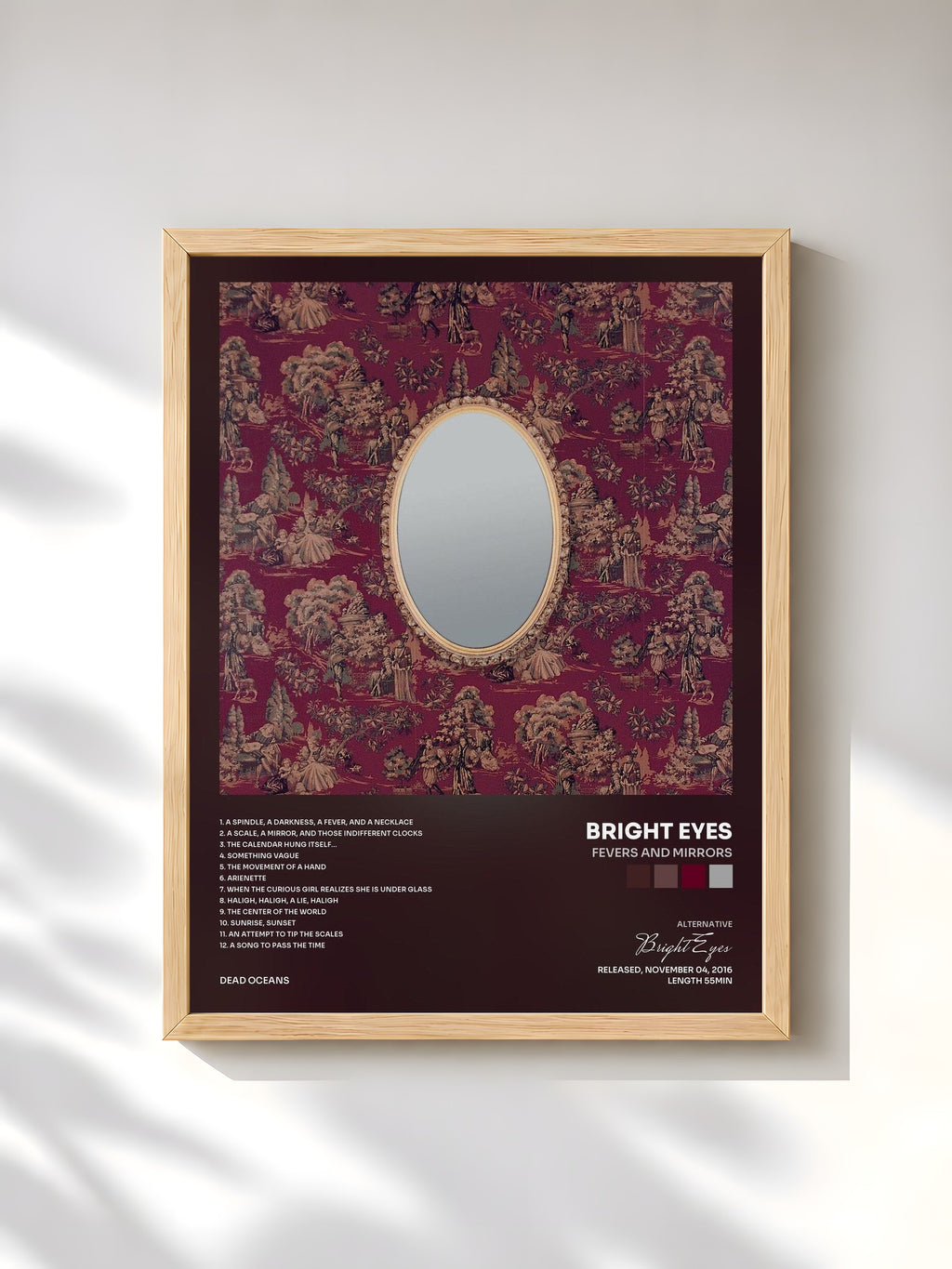 #bois Tableau de l'album Fevers and Mirrors de Bright Eyes, cadre en bois brut, imprimé et encadré en France