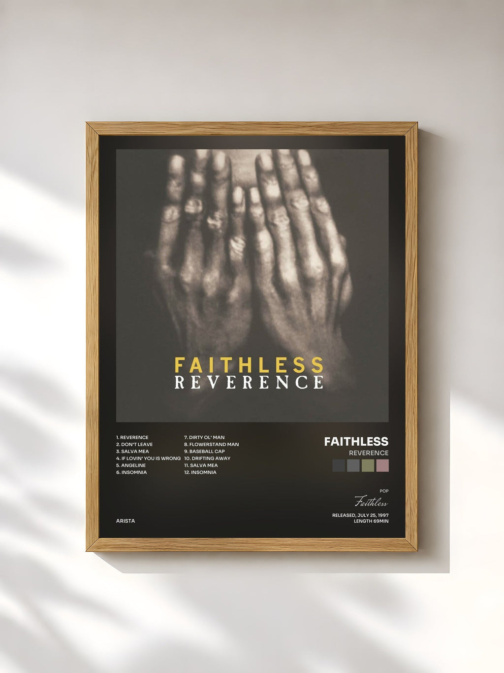 #bois Tableau de l'album Reverence de Faithless, cadre en bois brut, imprimé et encadré en France