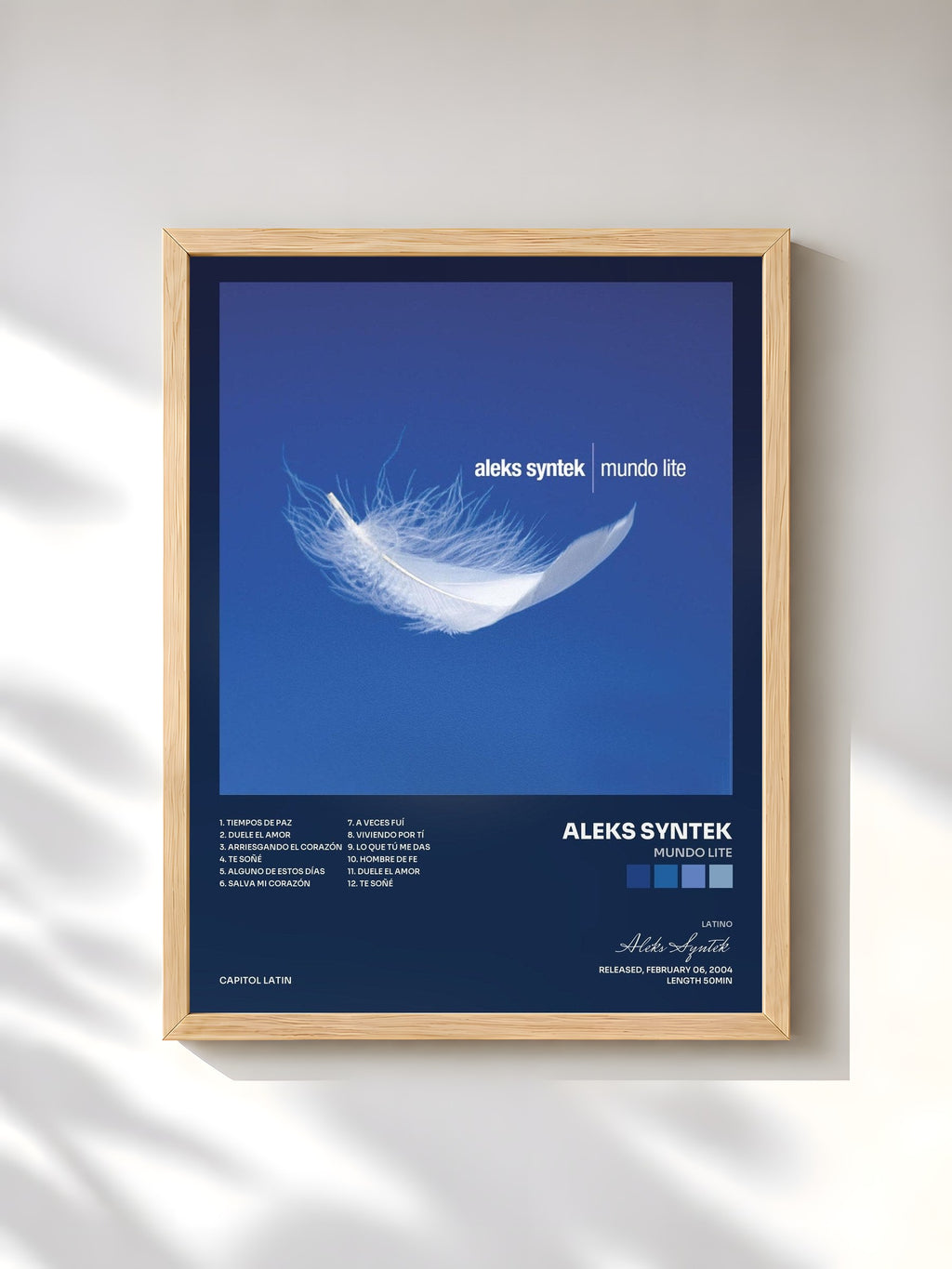 #bois Tableau de l'album Mundo Lite de Aleks Syntek, cadre en bois brut, imprimé et encadré en France