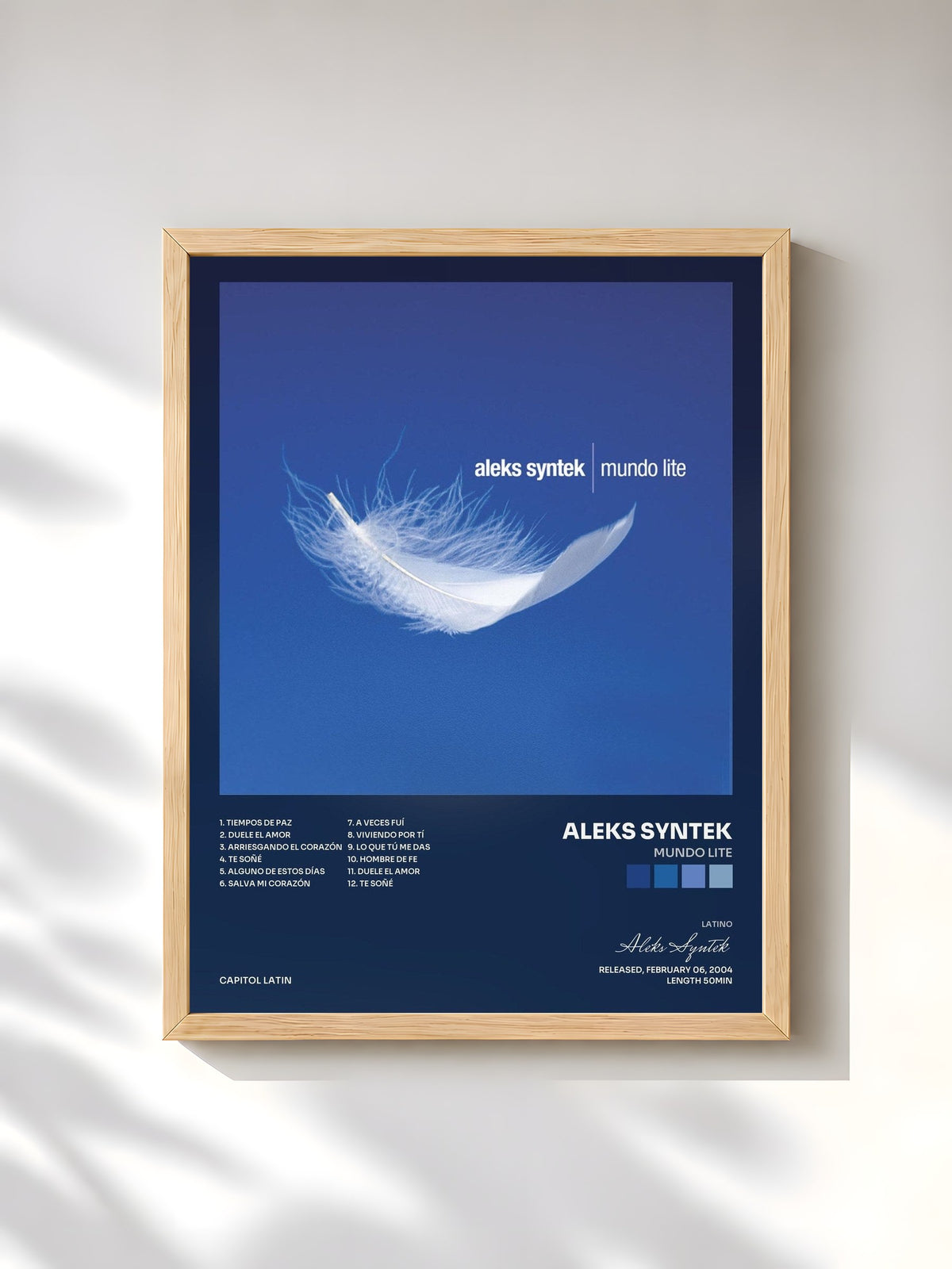 #bois Tableau de l'album Mundo Lite de Aleks Syntek, cadre en bois brut, imprimé et encadré en France