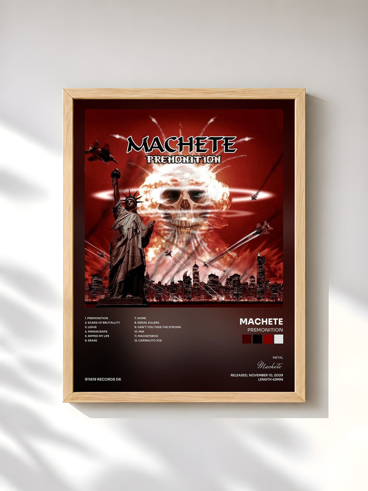 #bois Tableau de l'album Premonition de Machete, cadre en bois brut, imprimé et encadré en France