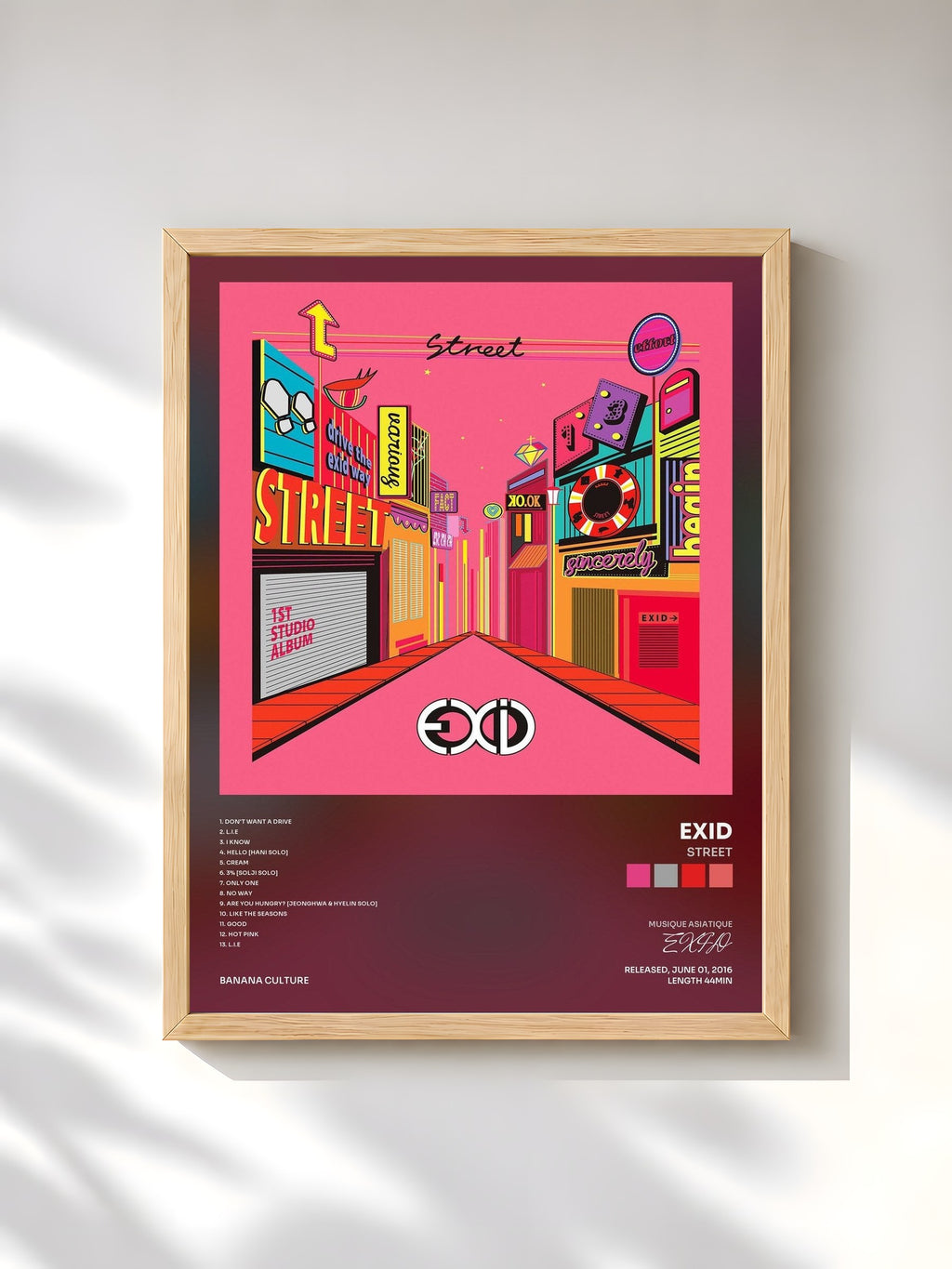 #bois Tableau de l'album Street de EXID, cadre en bois brut, imprimé et encadré en France