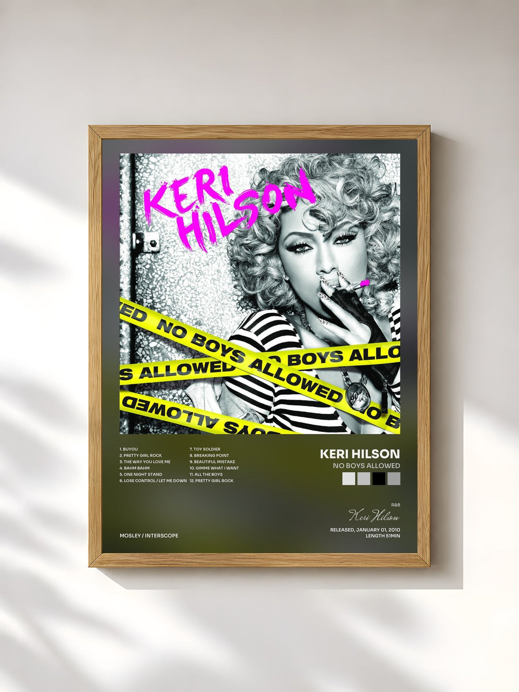 #bois Tableau de l'album No Boys Allowed de Keri Hilson, cadre en bois brut, imprimé et encadré en France