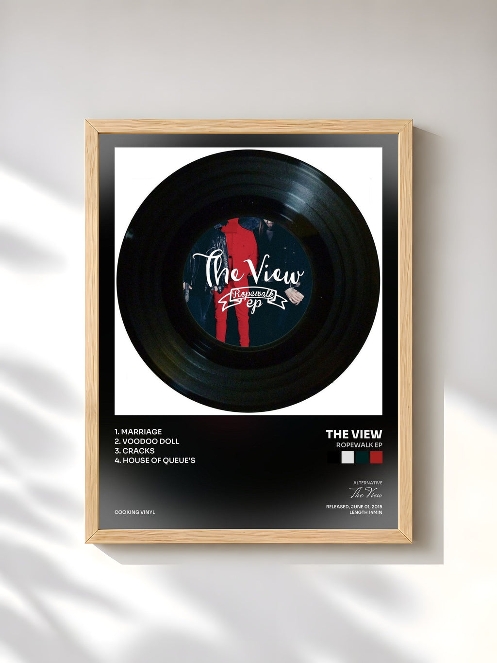 #bois Tableau de l'album Ropewalk EP de The View, cadre en bois brut, imprimé et encadré en France