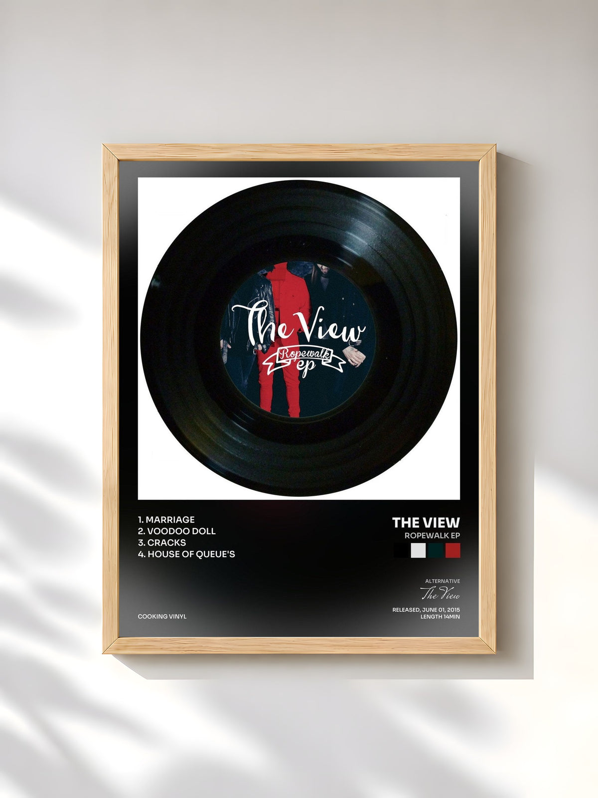 #bois Tableau de l'album Ropewalk EP de The View, cadre en bois brut, imprimé et encadré en France