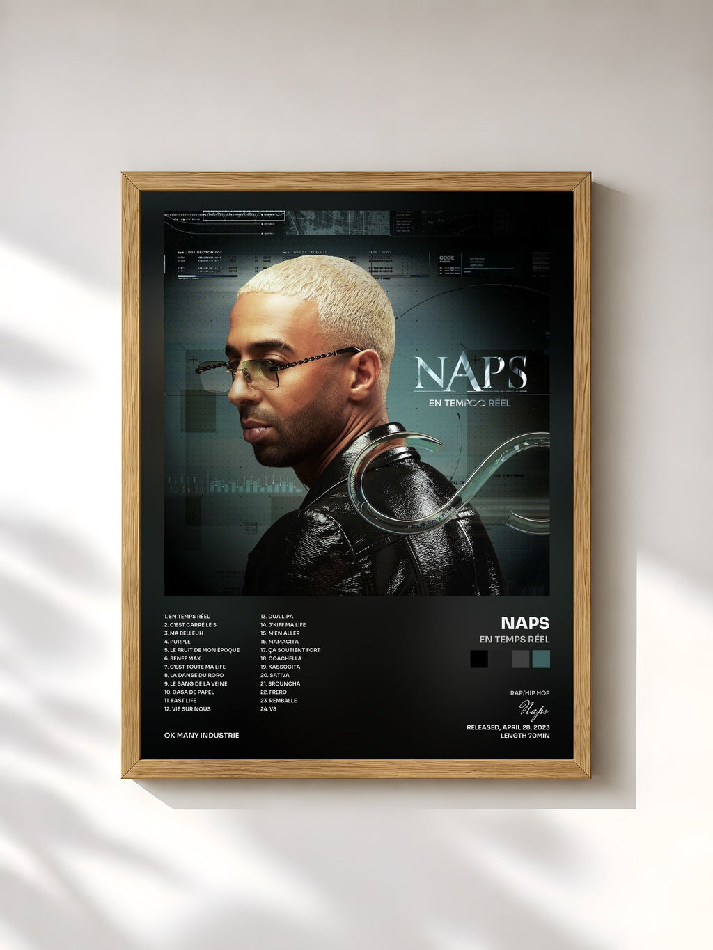 #bois Tableau de l'album En temps réel de Naps, cadre en bois brut, imprimé et encadré en France