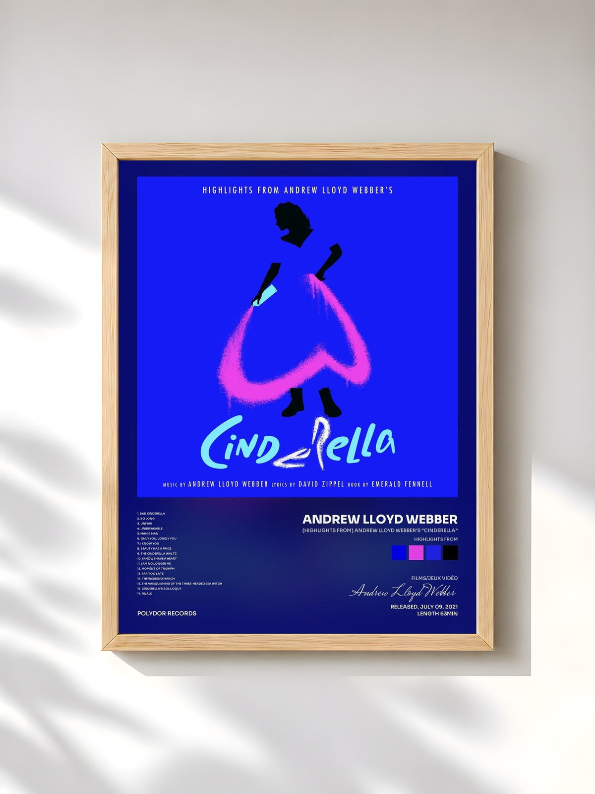 #bois Tableau de l'album (Highlights From) Andrew Lloyd Webber’s “Cinderella” de Andrew Lloyd Webber, cadre en bois brut, imprimé et encadré en France