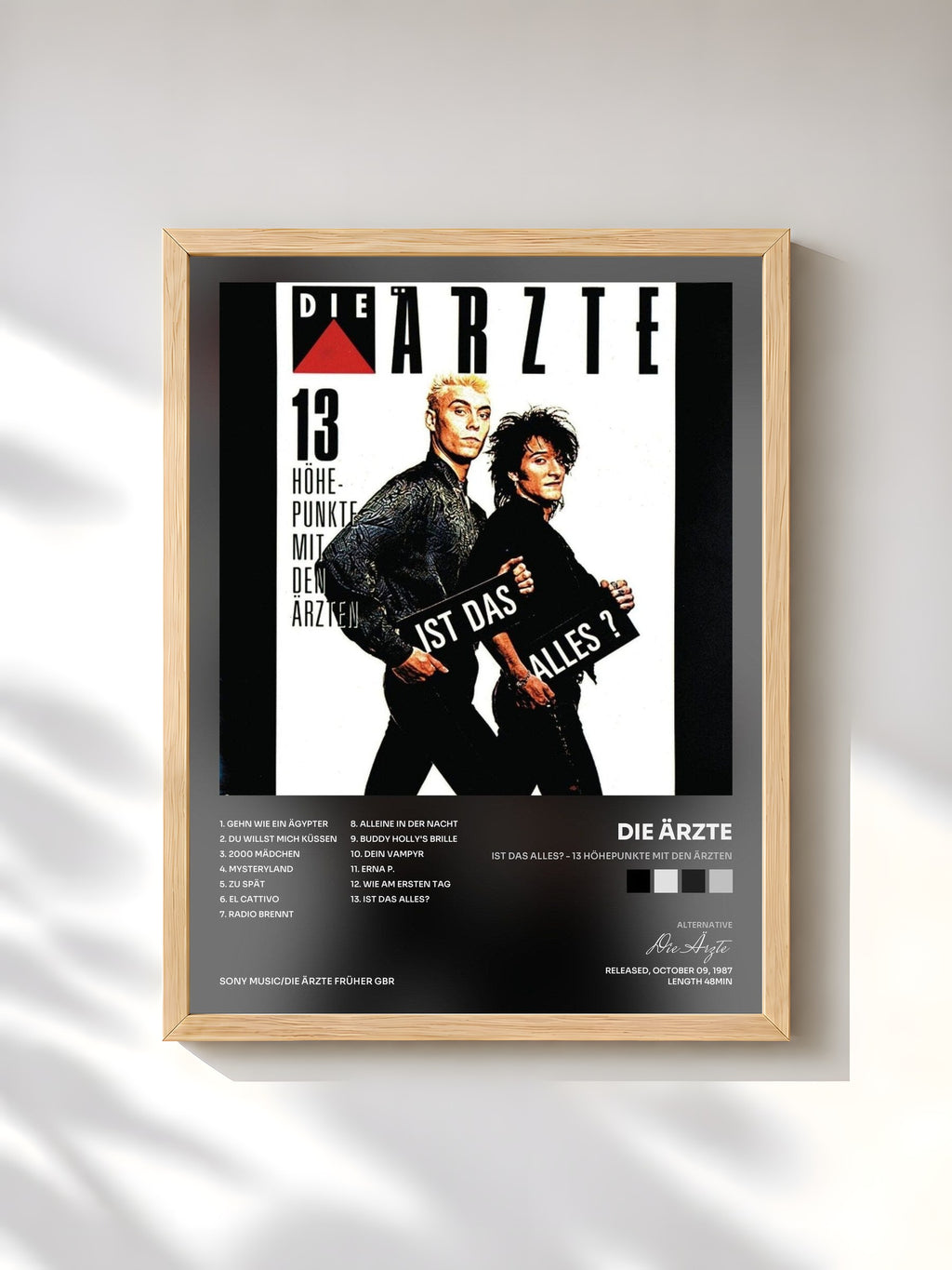 #bois Tableau de l'album Ist Das Alles? - 13 Höhepunkte Mit Den Ärzten de Die Ärzte, cadre en bois brut, imprimé et encadré en France
