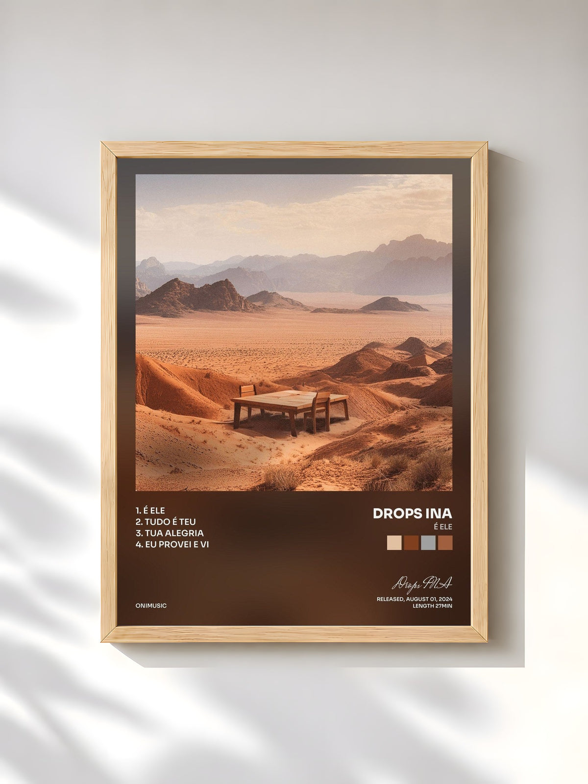 #bois Tableau de l'album É Ele de Drops INA, cadre en bois brut, imprimé et encadré en France