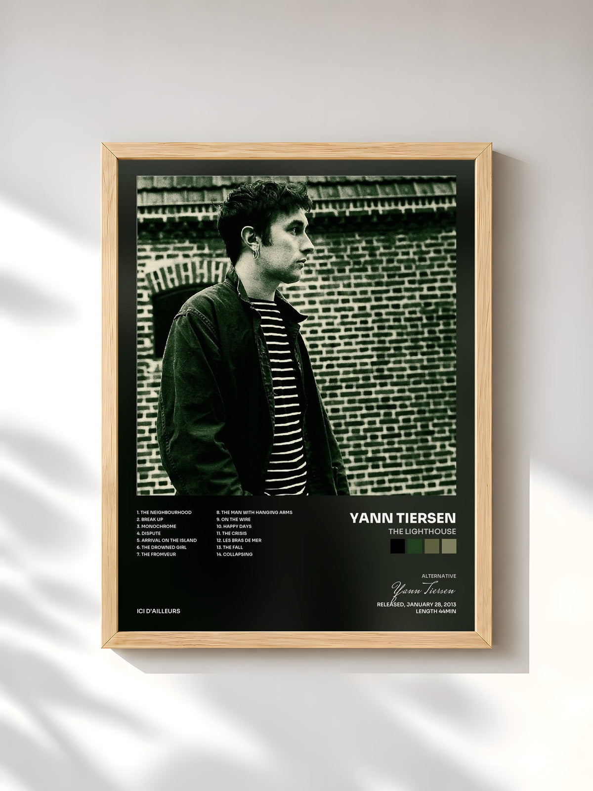 #bois Tableau de l'album The Lighthouse de Yann Tiersen, cadre en bois brut, imprimé et encadré en France