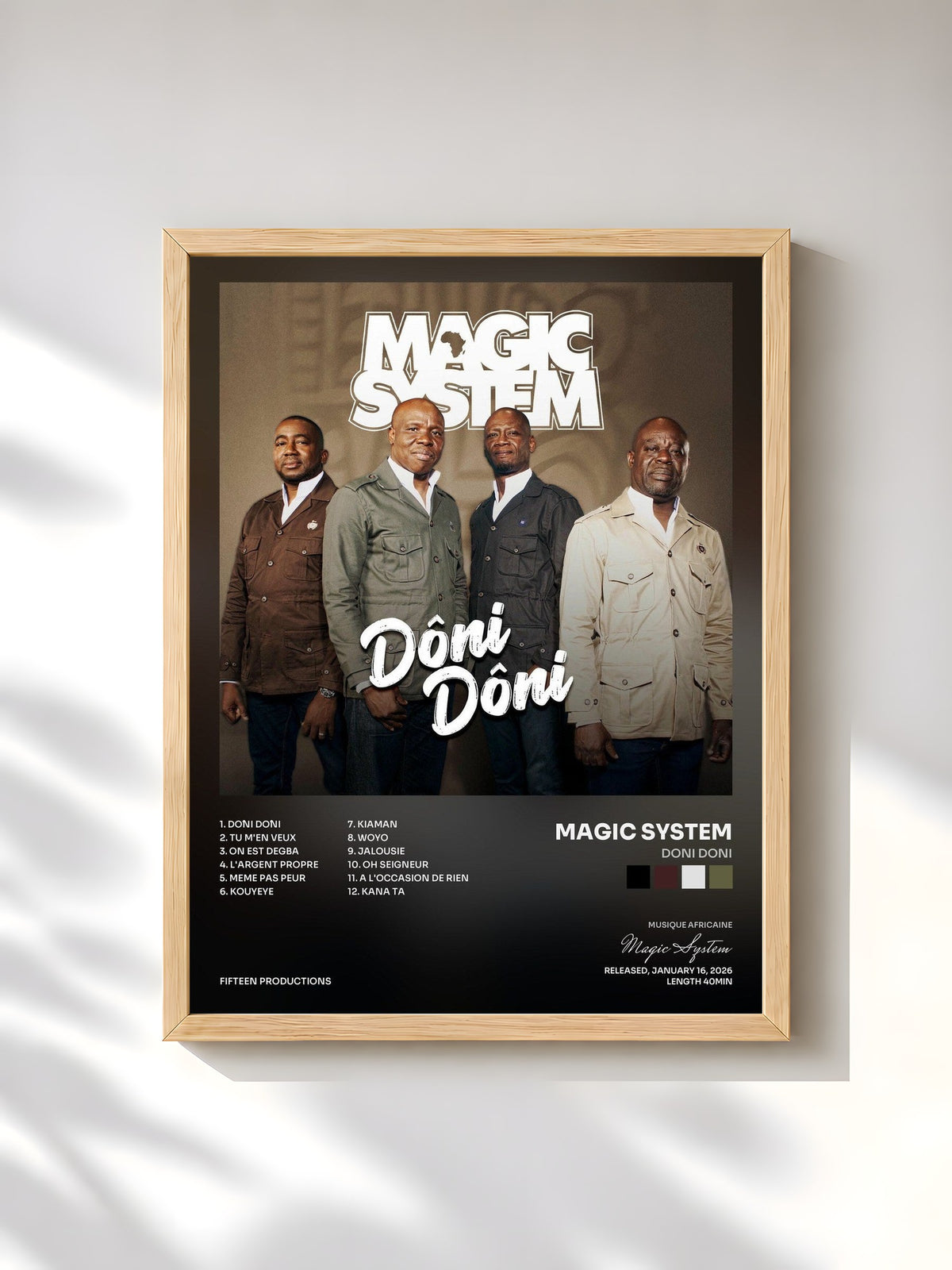 #bois Tableau de l'album DONI DONI de Magic System, cadre en bois brut, imprimé et encadré en France