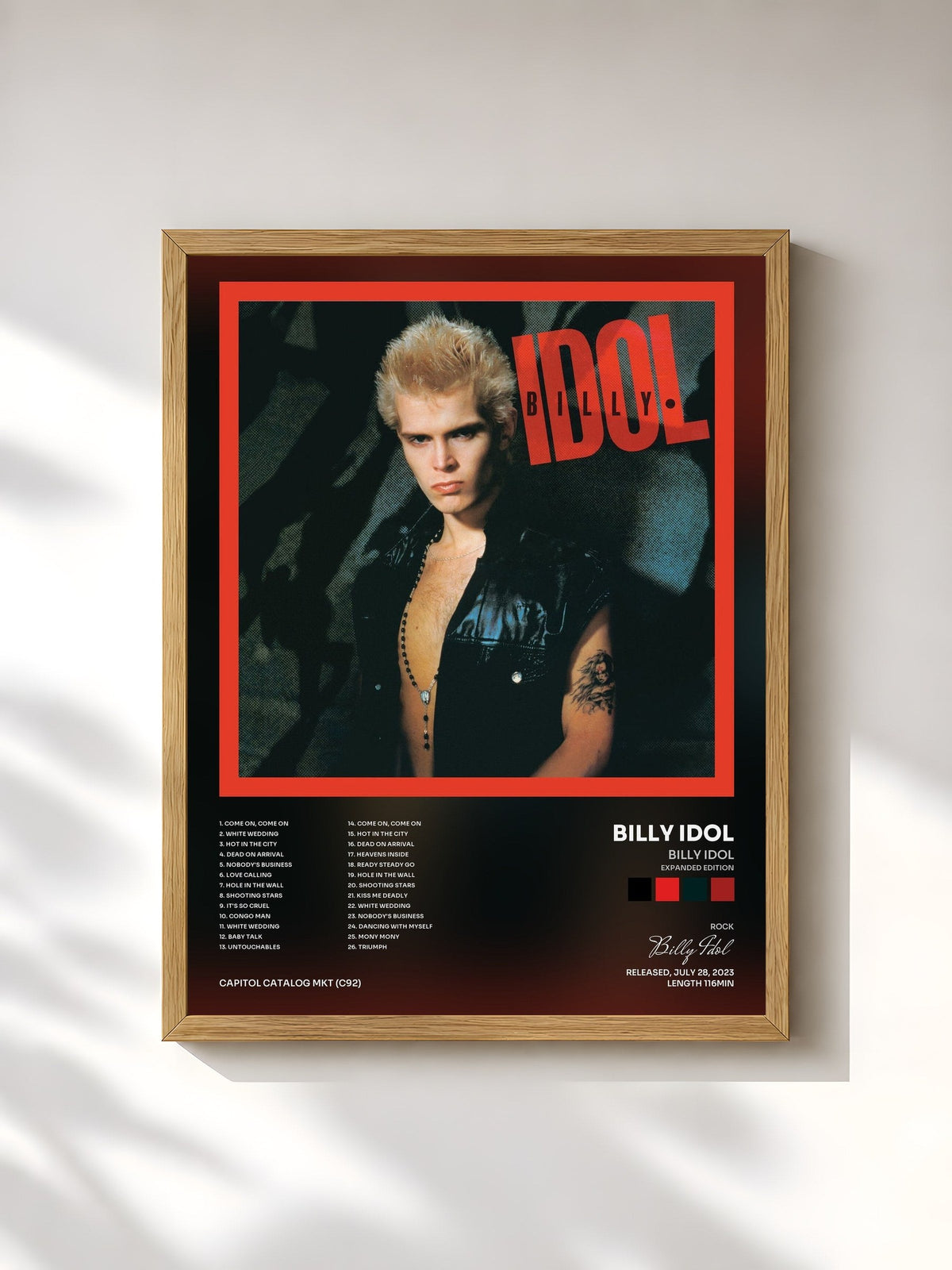 #bois Tableau de l'album Billy Idol (Expanded Edition) de Billy Idol, cadre en bois brut, imprimé et encadré en France