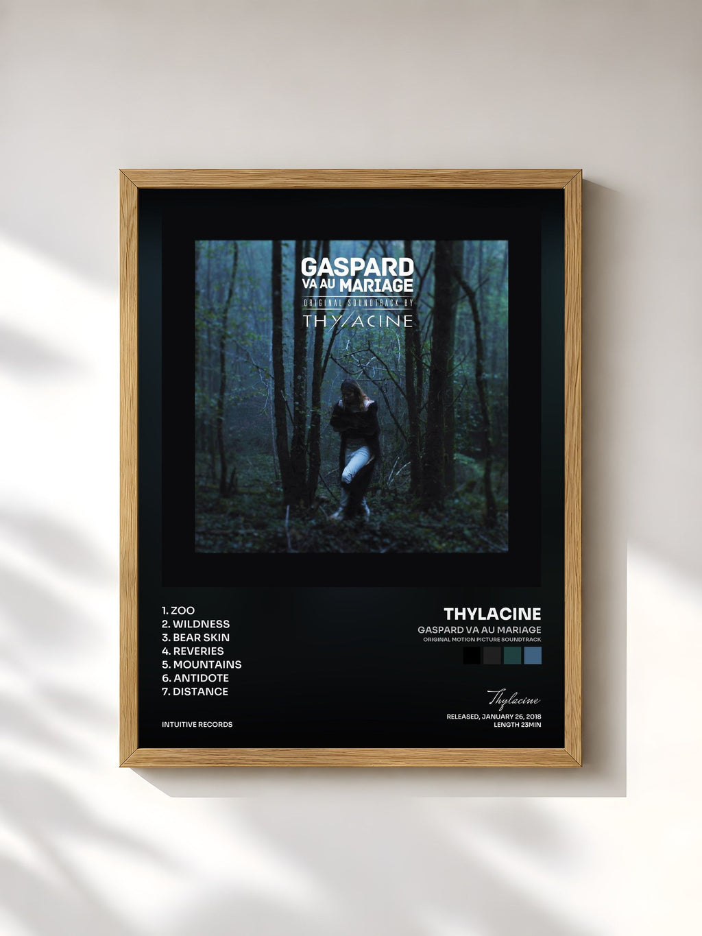 #bois Tableau de l'album Gaspard va au mariage (Original Motion Picture Soundtrack) de Thylacine, cadre en bois brut, imprimé et encadré en France