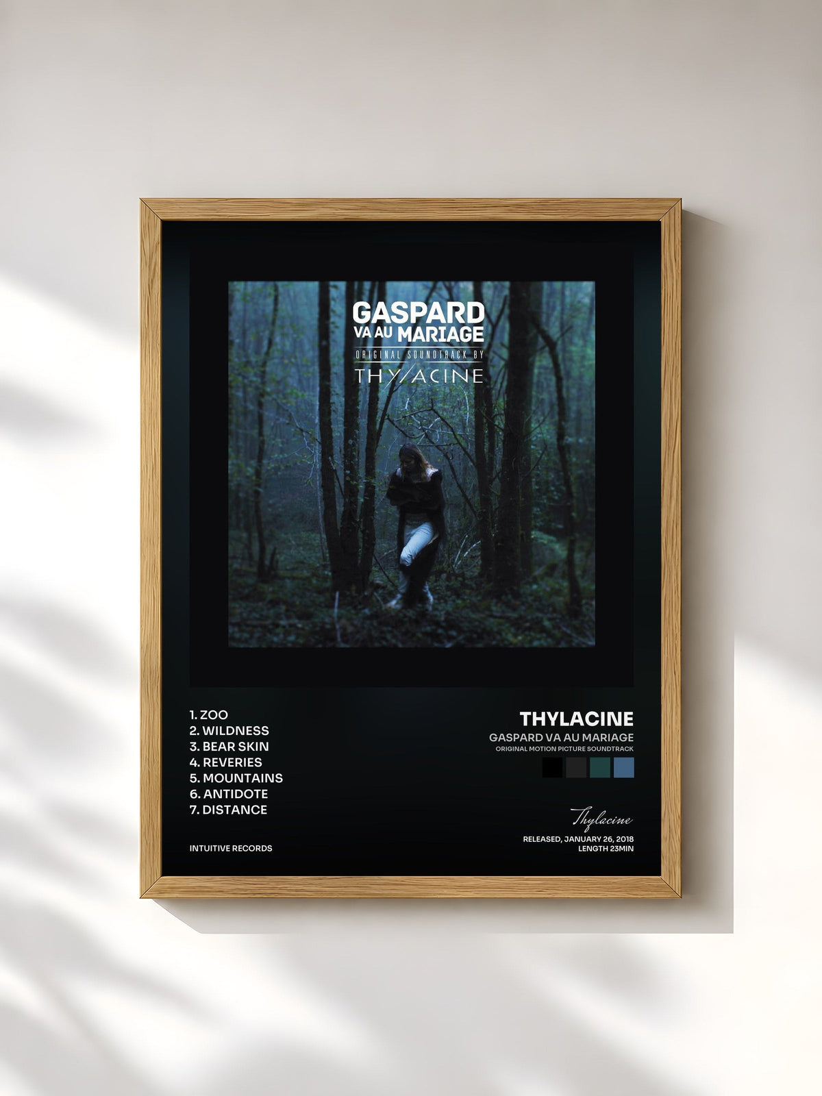 #bois Tableau de l'album Gaspard va au mariage (Original Motion Picture Soundtrack) de Thylacine, cadre en bois brut, imprimé et encadré en France