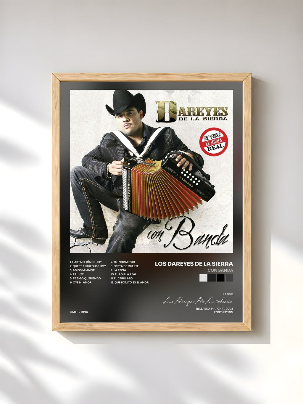 #bois Tableau de l'album Con Banda de Los Dareyes De La Sierra, cadre en bois brut, imprimé et encadré en France