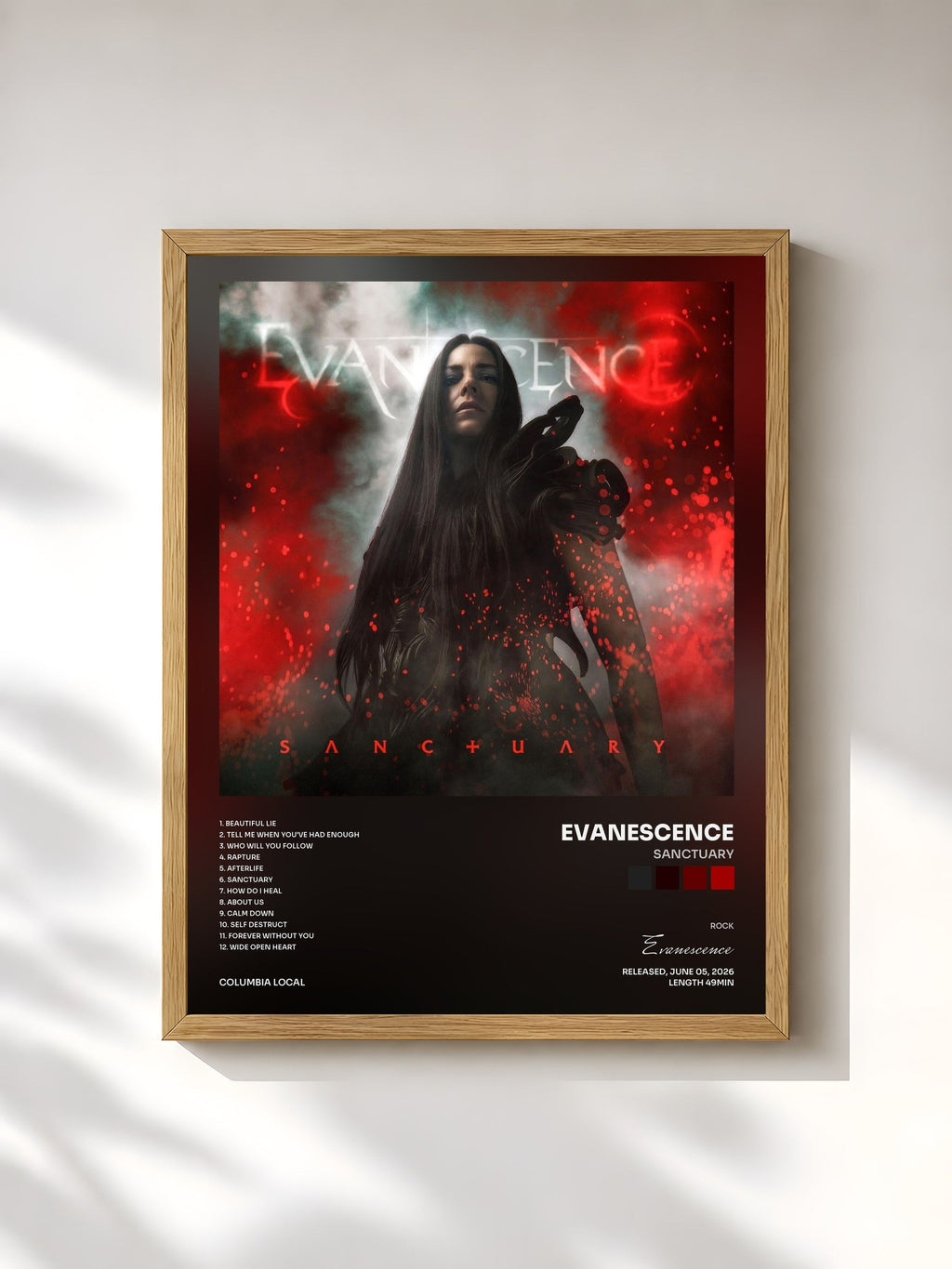 #bois Tableau de l'album Sanctuary de Evanescence, cadre en bois brut, imprimé et encadré en France