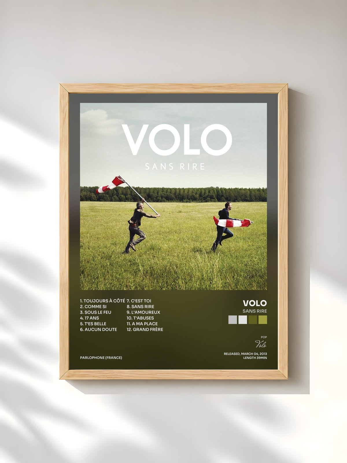 #bois Tableau de l'album Sans rire de Volo, cadre en bois brut, imprimé et encadré en France