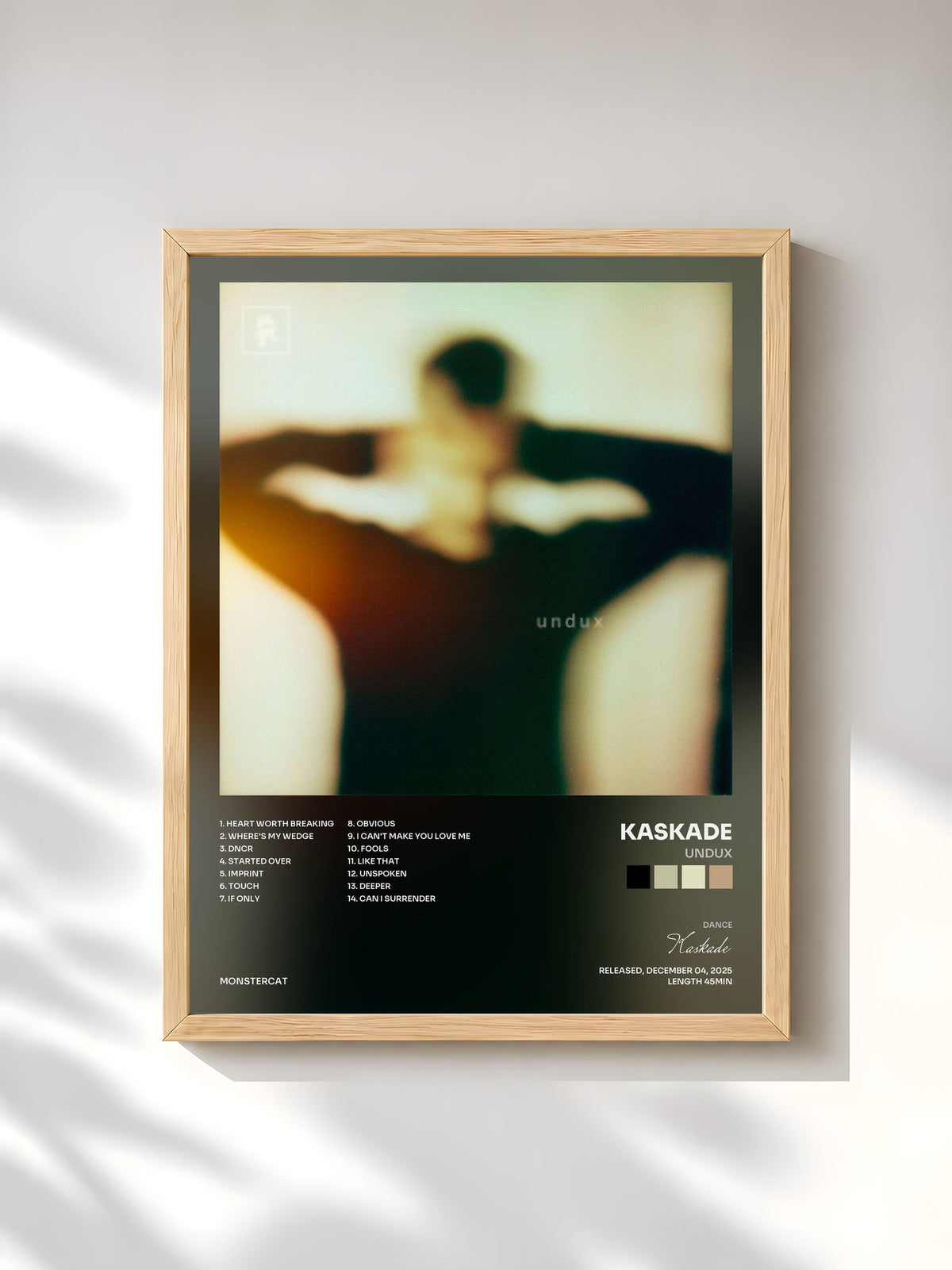#bois Tableau de l'album undux de Kaskade, cadre en bois brut, imprimé et encadré en France