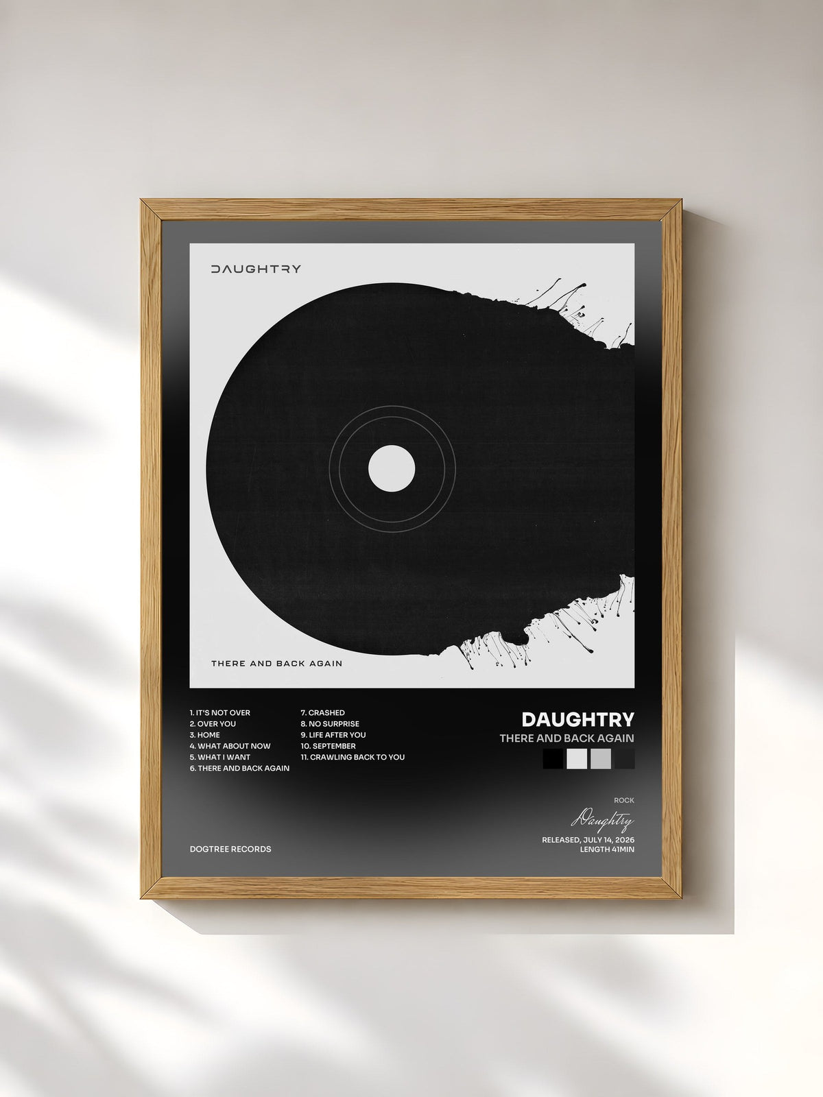 #bois Tableau de l'album There and Back Again de Daughtry, cadre en bois brut, imprimé et encadré en France