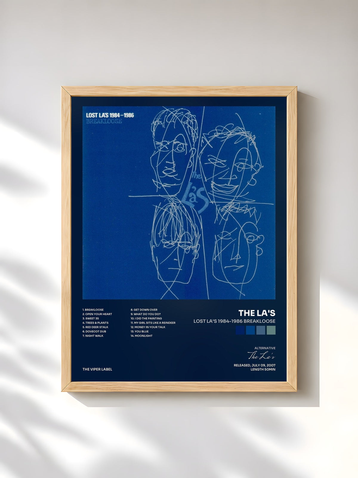 #bois Tableau de l'album Lost La's 1984-1986 Breakloose de The La's, cadre en bois brut, imprimé et encadré en France