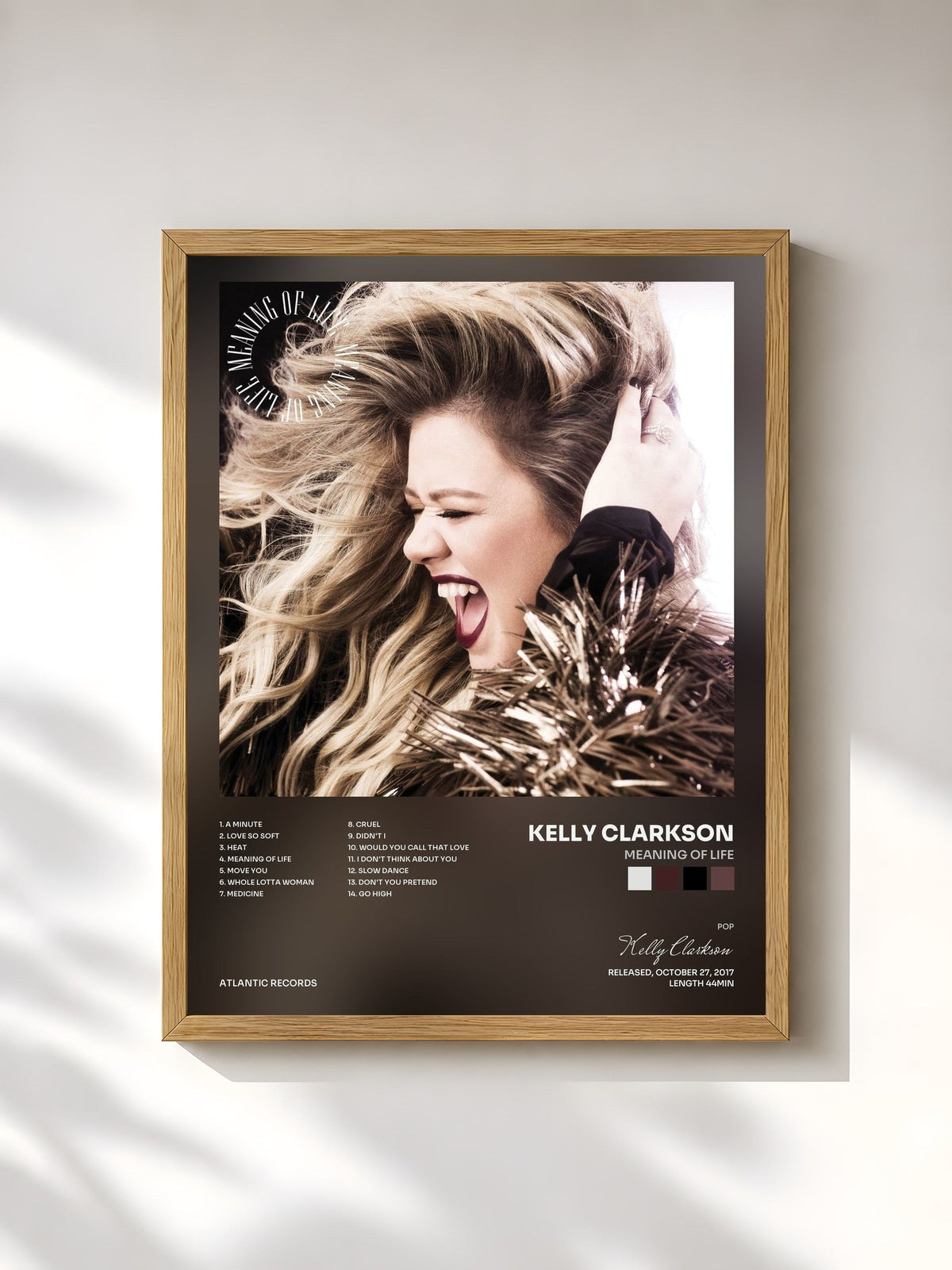 #bois Tableau de l'album Meaning of Life de Kelly Clarkson, cadre en bois brut, imprimé et encadré en France