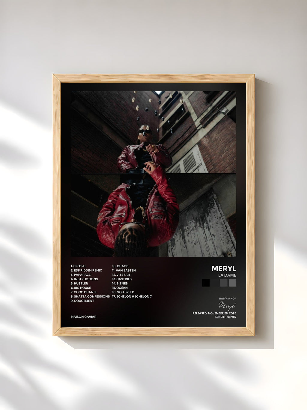 #bois Tableau de l'album La Dame de Meryl, cadre en bois brut, imprimé et encadré en France