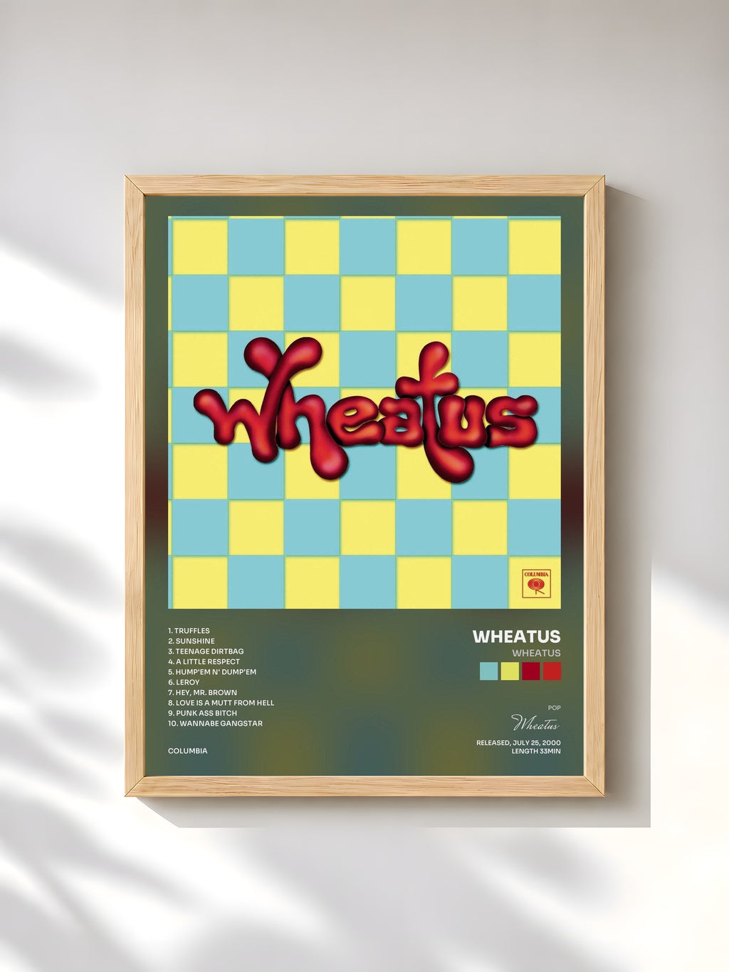 #bois Tableau de l'album Wheatus de Wheatus, cadre en bois brut, imprimé et encadré en France