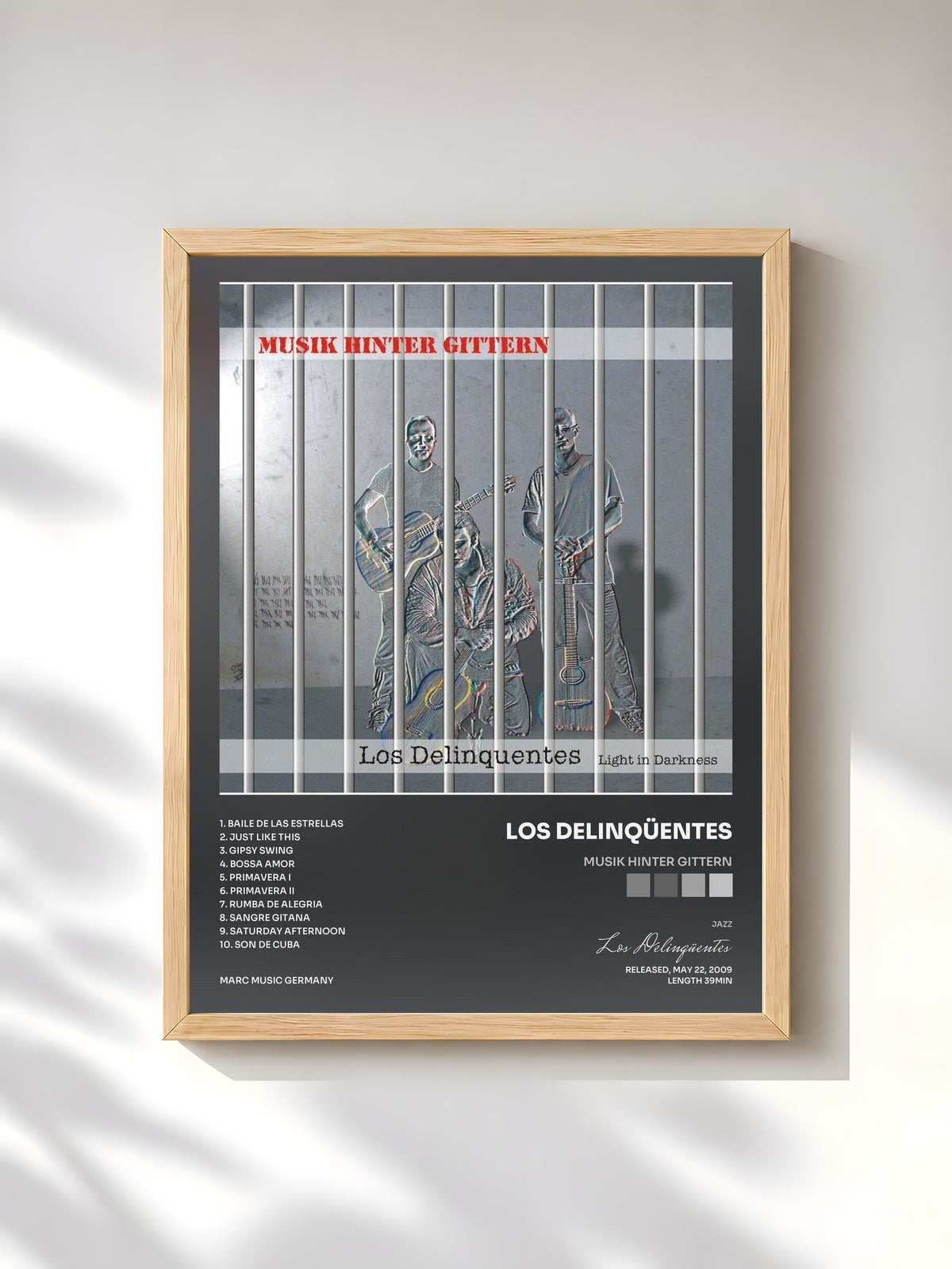 #bois Tableau de l'album Musik Hinter Gittern de Los Delinqüentes, cadre en bois brut, imprimé et encadré en France