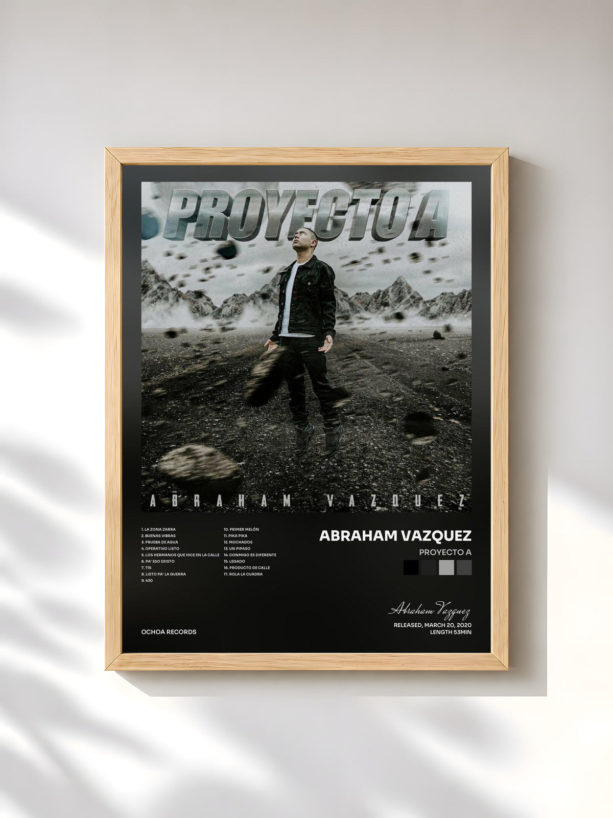 #bois Tableau de l'album Proyecto A de Abraham Vazquez, cadre en bois brut, imprimé et encadré en France