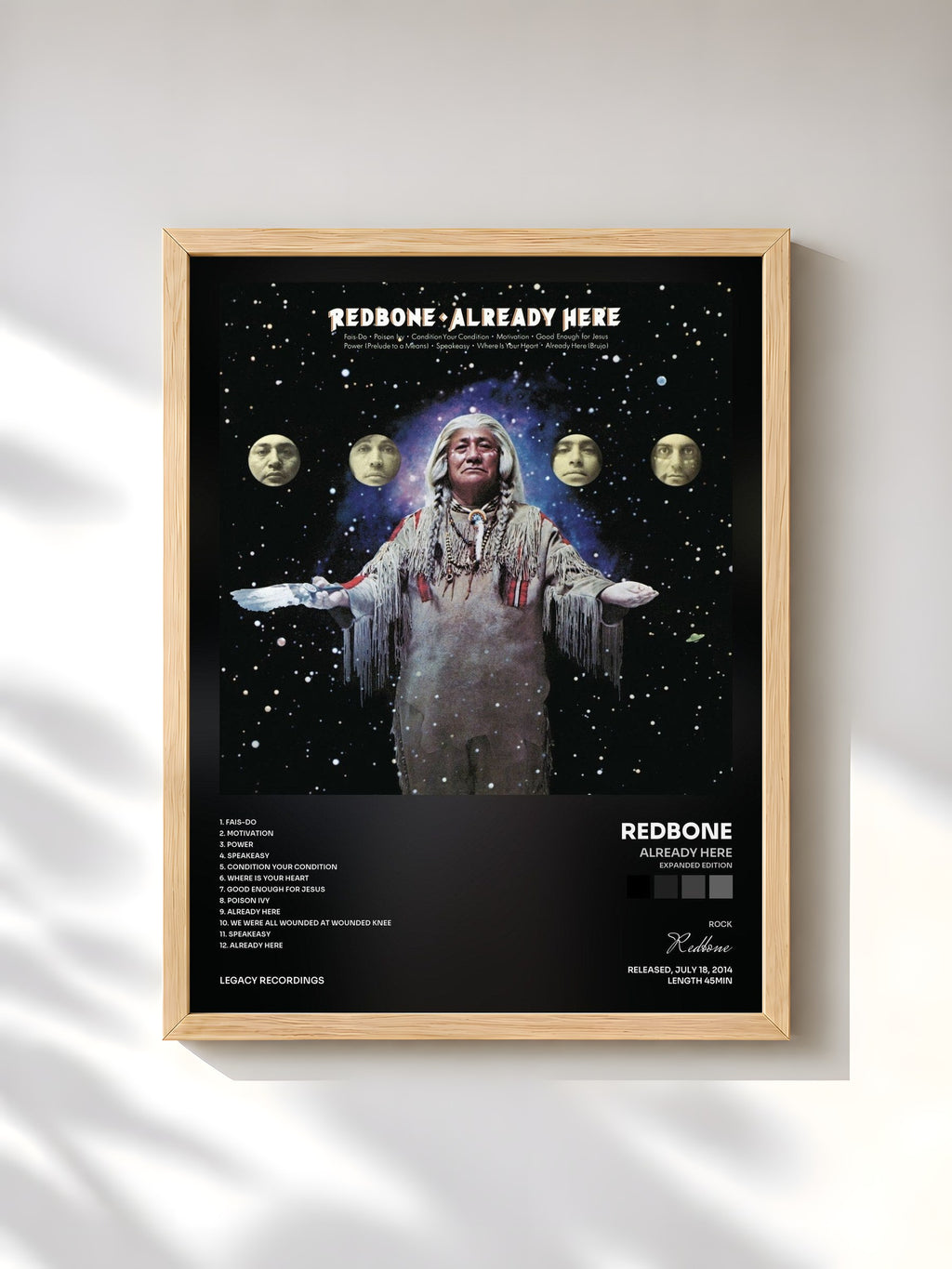 #bois Tableau de l'album Already Here (Expanded Edition) de Redbone, cadre en bois brut, imprimé et encadré en France