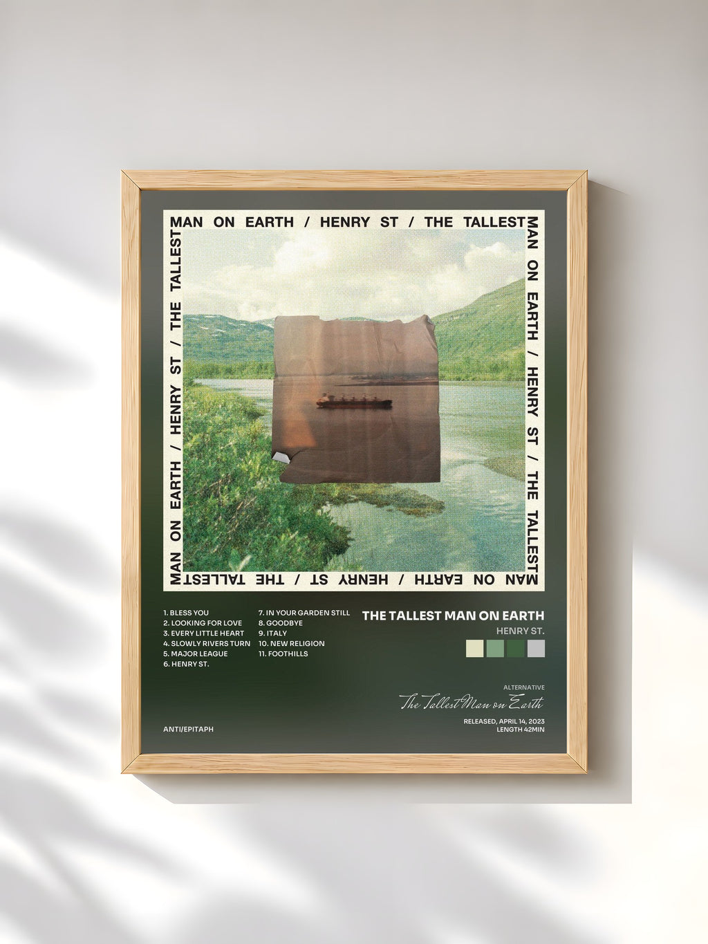 #bois Tableau de l'album Henry St. de The Tallest Man on Earth, cadre en bois brut, imprimé et encadré en France