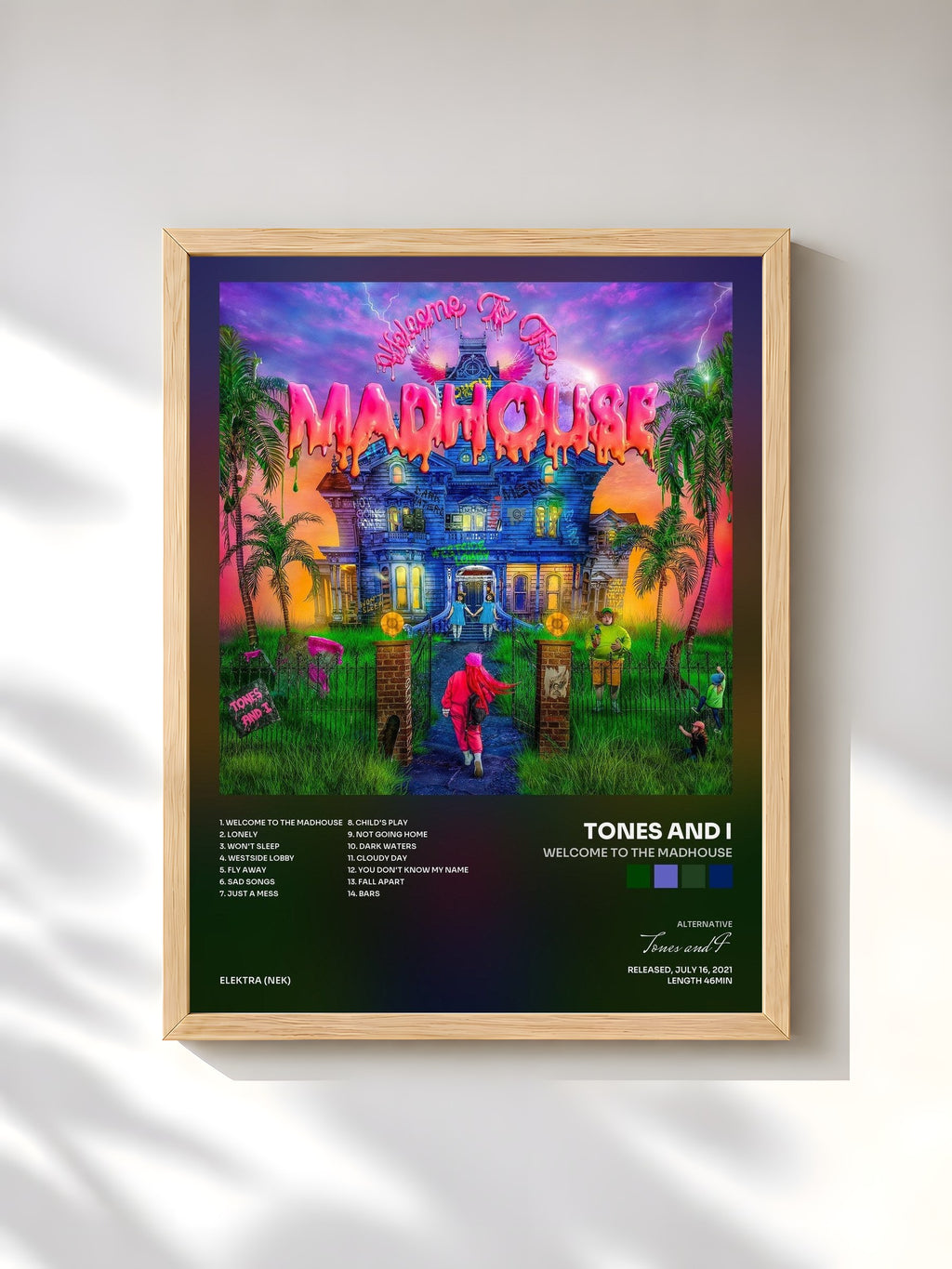 #bois Tableau de l'album Welcome To The Madhouse de Tones and I, cadre en bois brut, imprimé et encadré en France