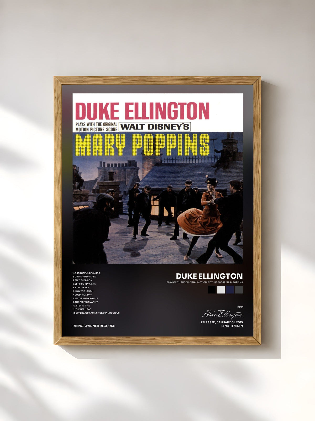 #bois Tableau de l'album Plays With The Original Motion Picture Score Mary Poppins de Duke Ellington, cadre en bois brut, imprimé et encadré en France